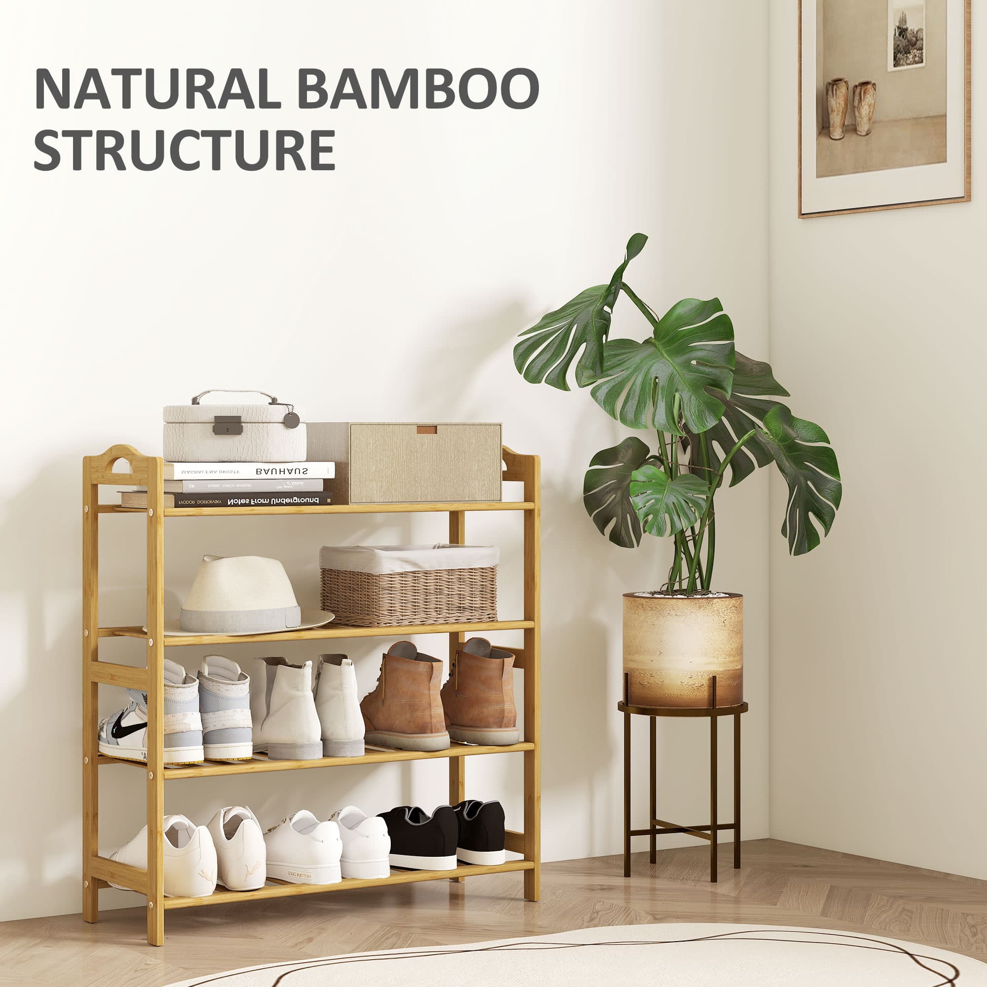 Natural Bamboo Shoe Rack for Hallways and Bedrooms - image 1