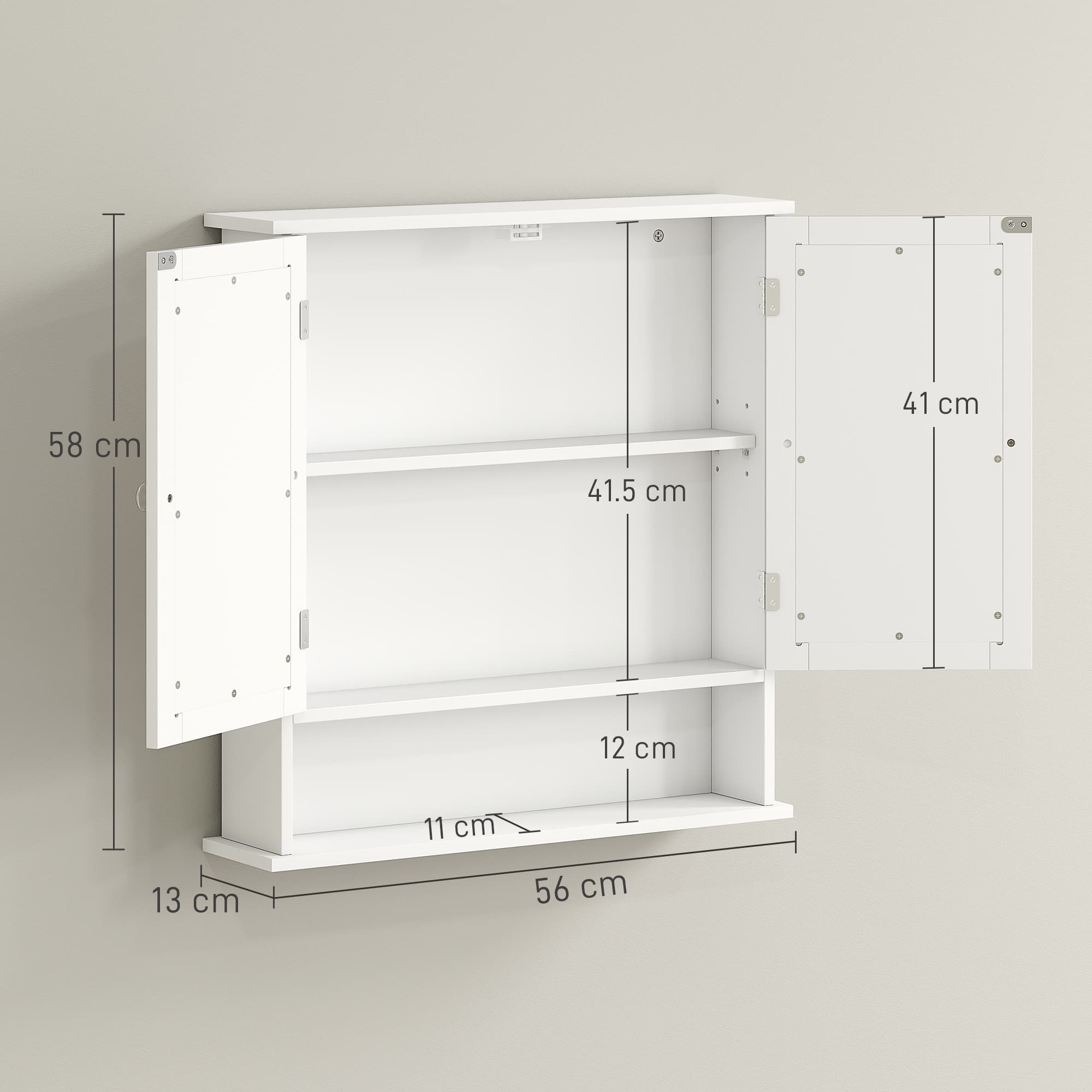White Bathroom Mirror Cabinet with Adjustable Storage - image 3