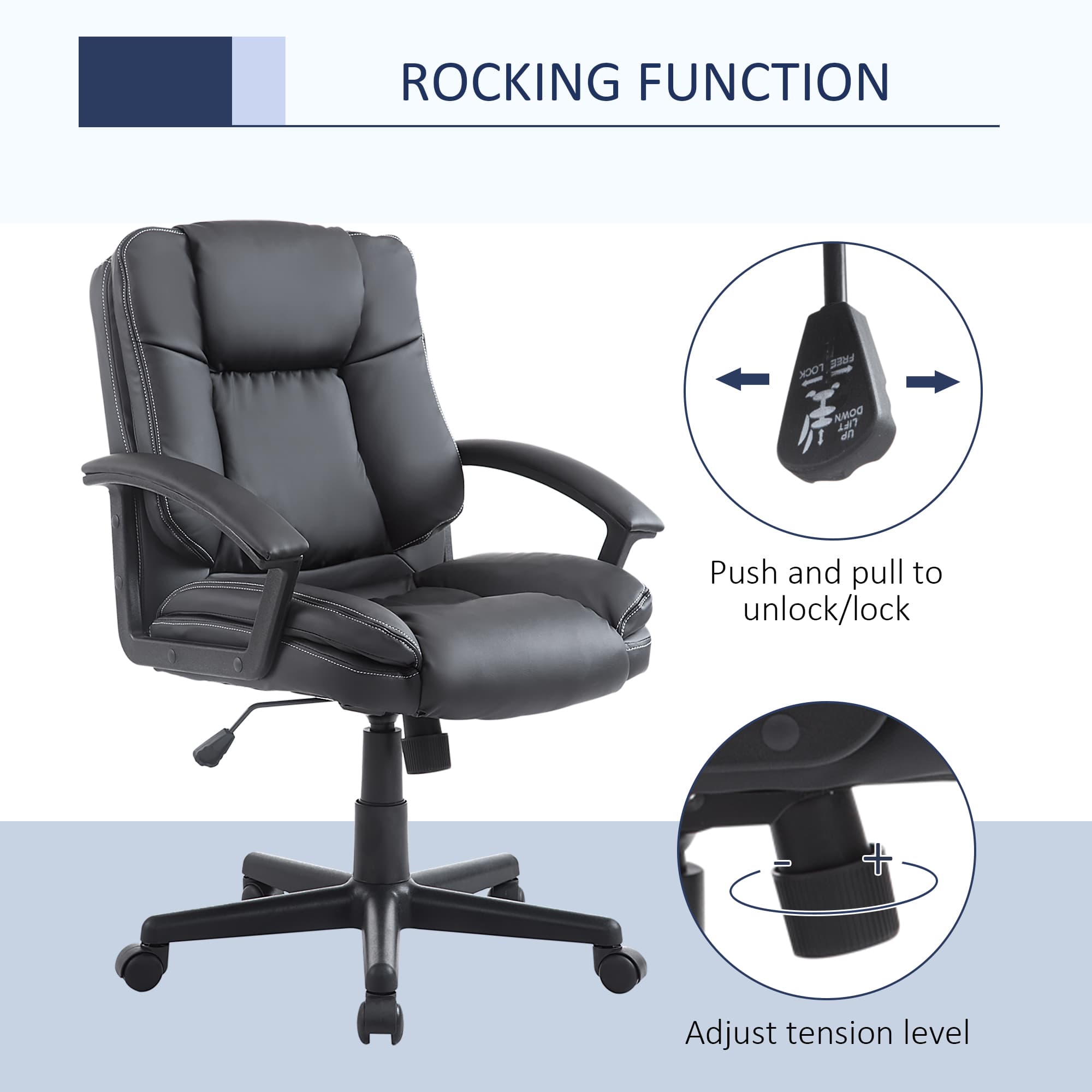Transform Your Workspace with this Black PU Leather Desk Chair - image 1