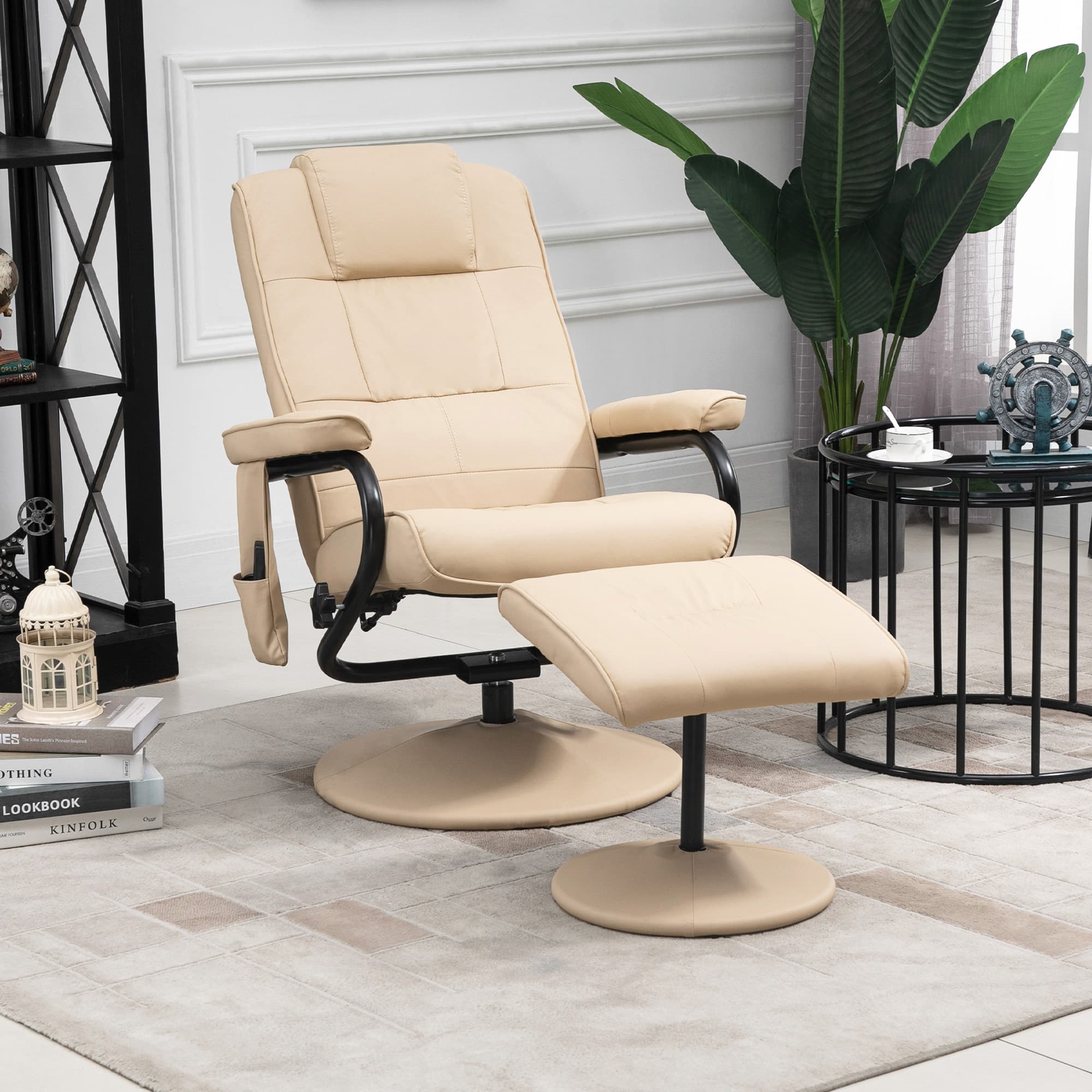 Discover Ultimate Comfort: Beige Massage Recliner & Footstool - image 2
