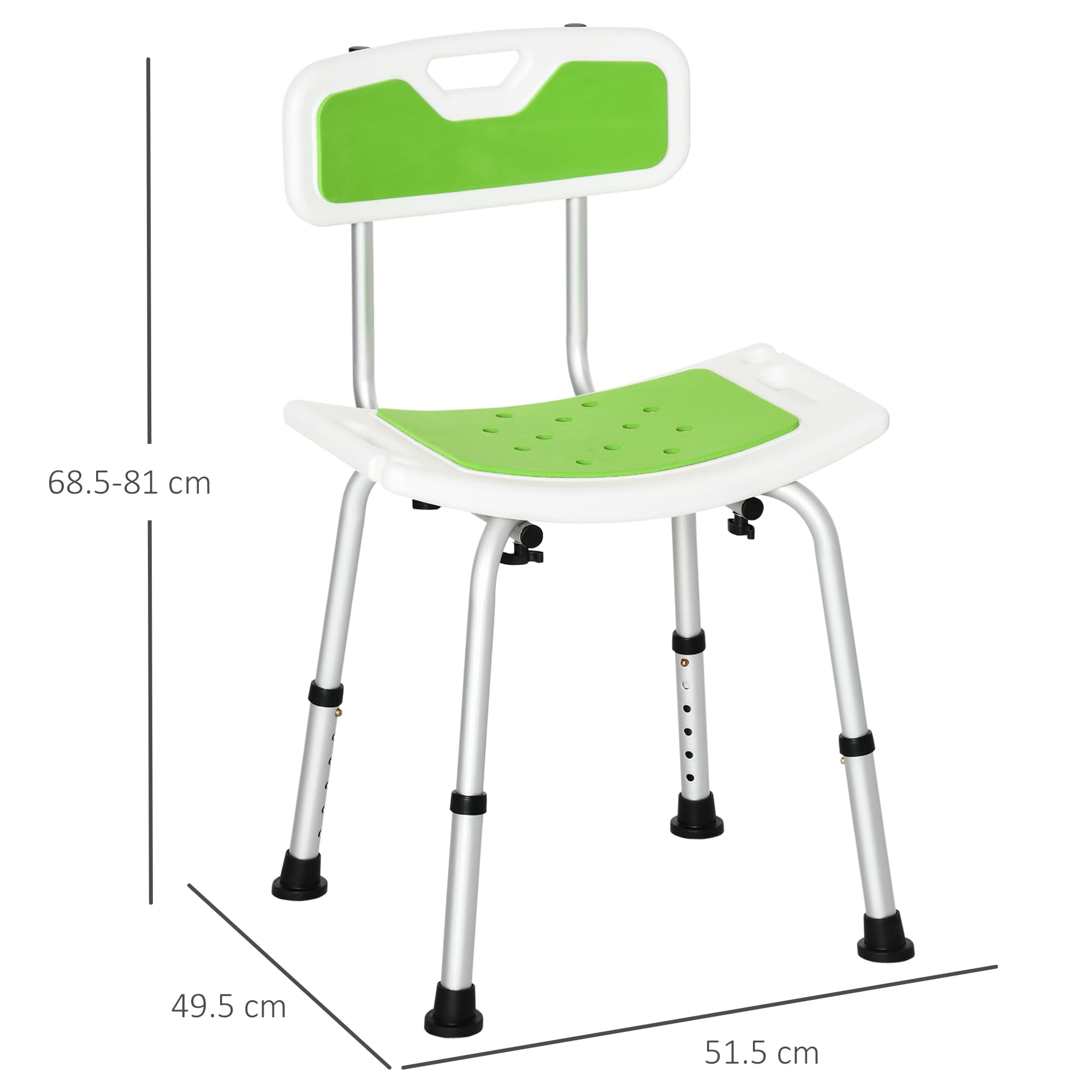 Supportive Green Shower Chair with Adjustable Height - image 6