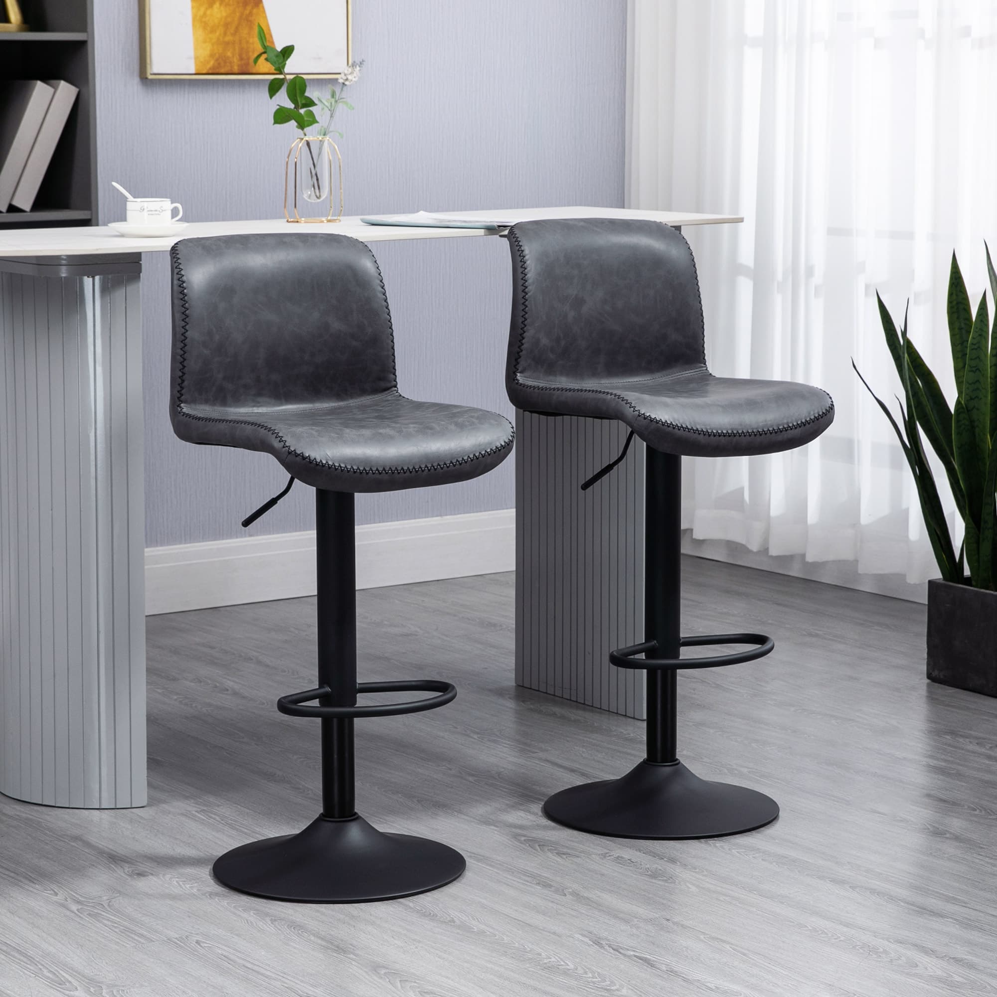 Transform Your Breakfast Bar with Dark Grey Leather Stools - image 3