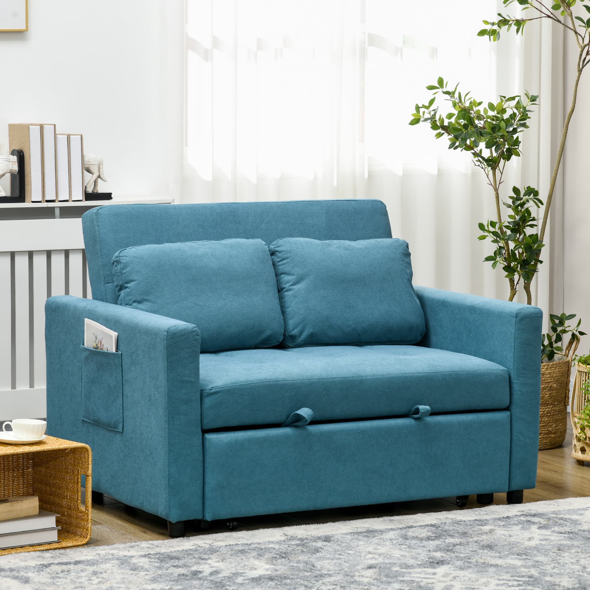 Transform Your Space With This Blue Velvet Loveseat Sofa Bed - image 4