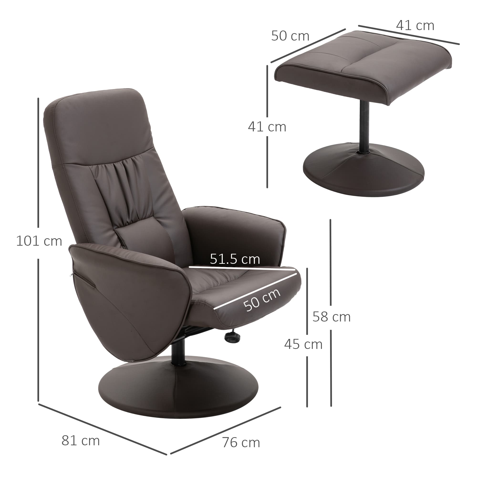 Brown Faux Leather Executive Recliner & Footstool Set - image 1