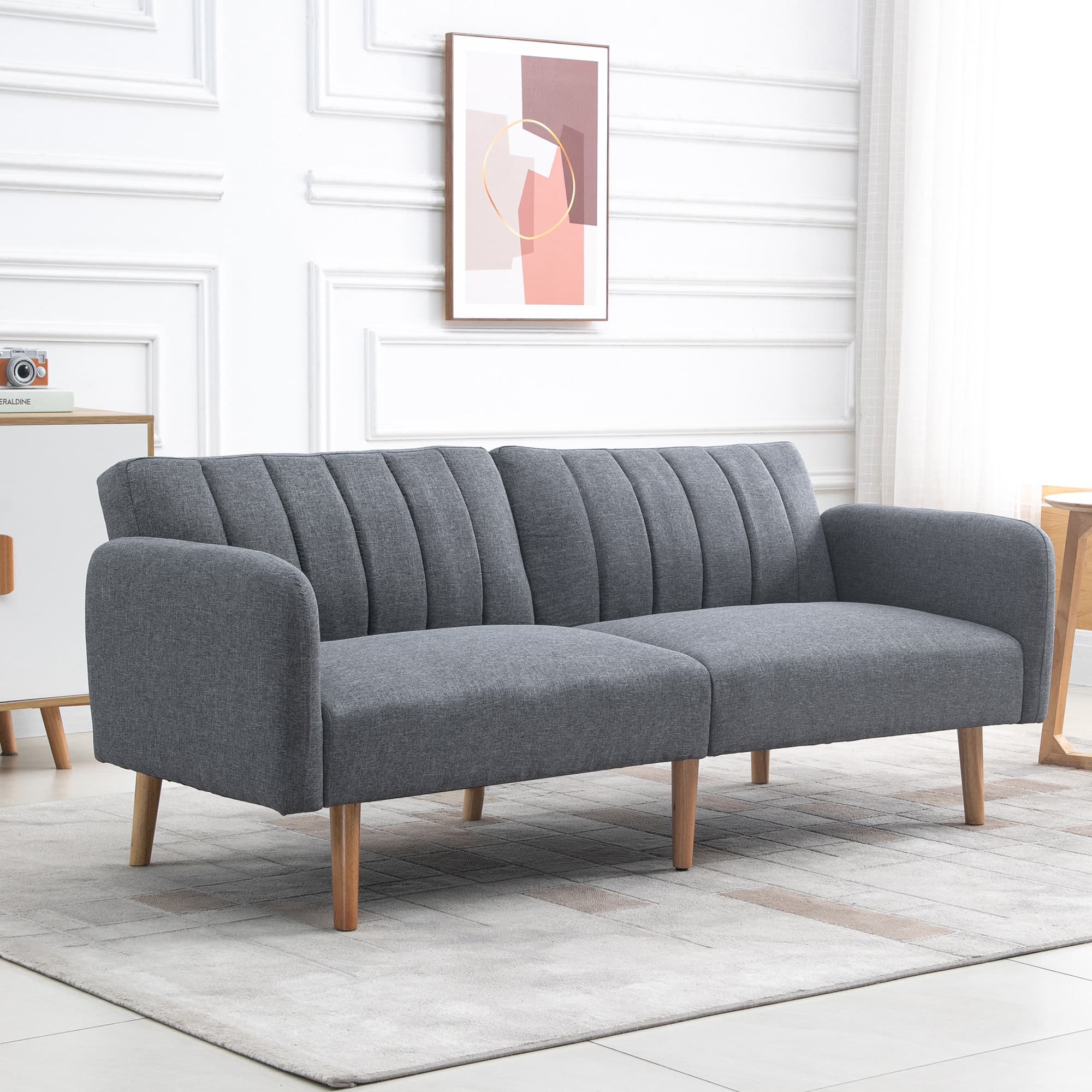 Transform Your Space with this Grey Linen Click Clack Sofa Bed - image 2