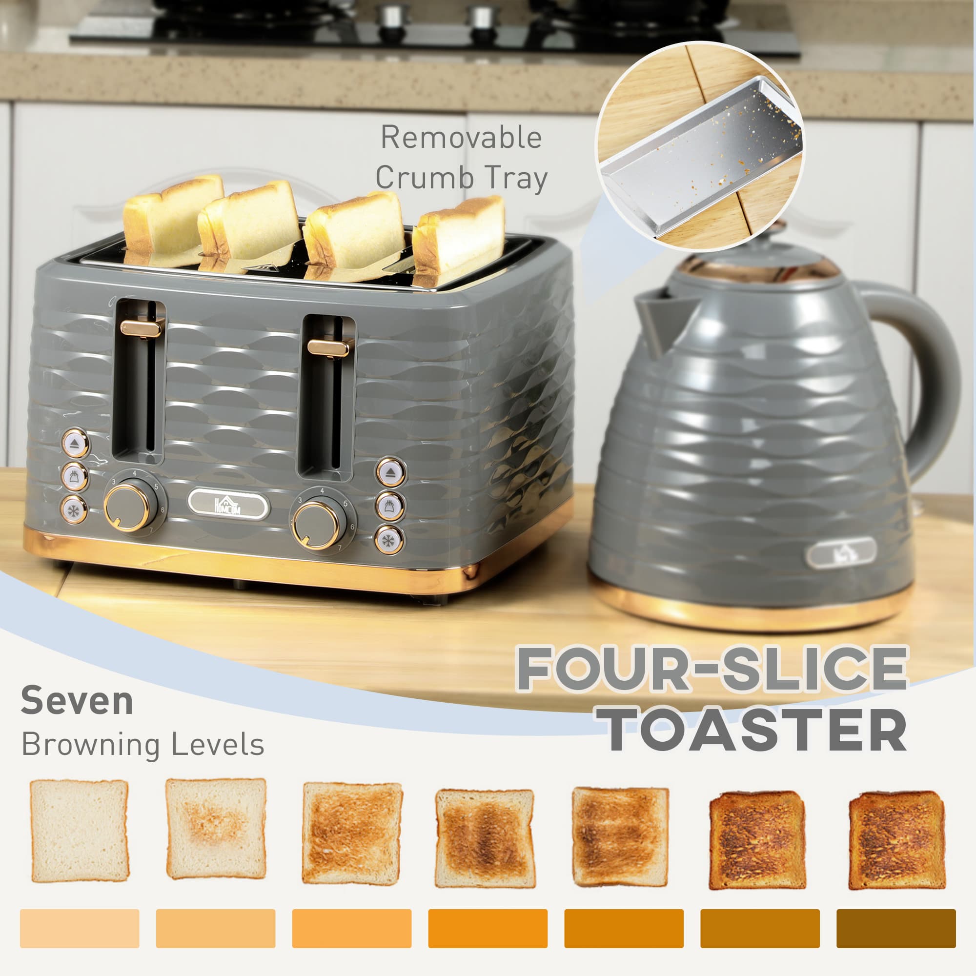 Transform Your Mornings with this Grey Kettle & Toaster Set - image 5