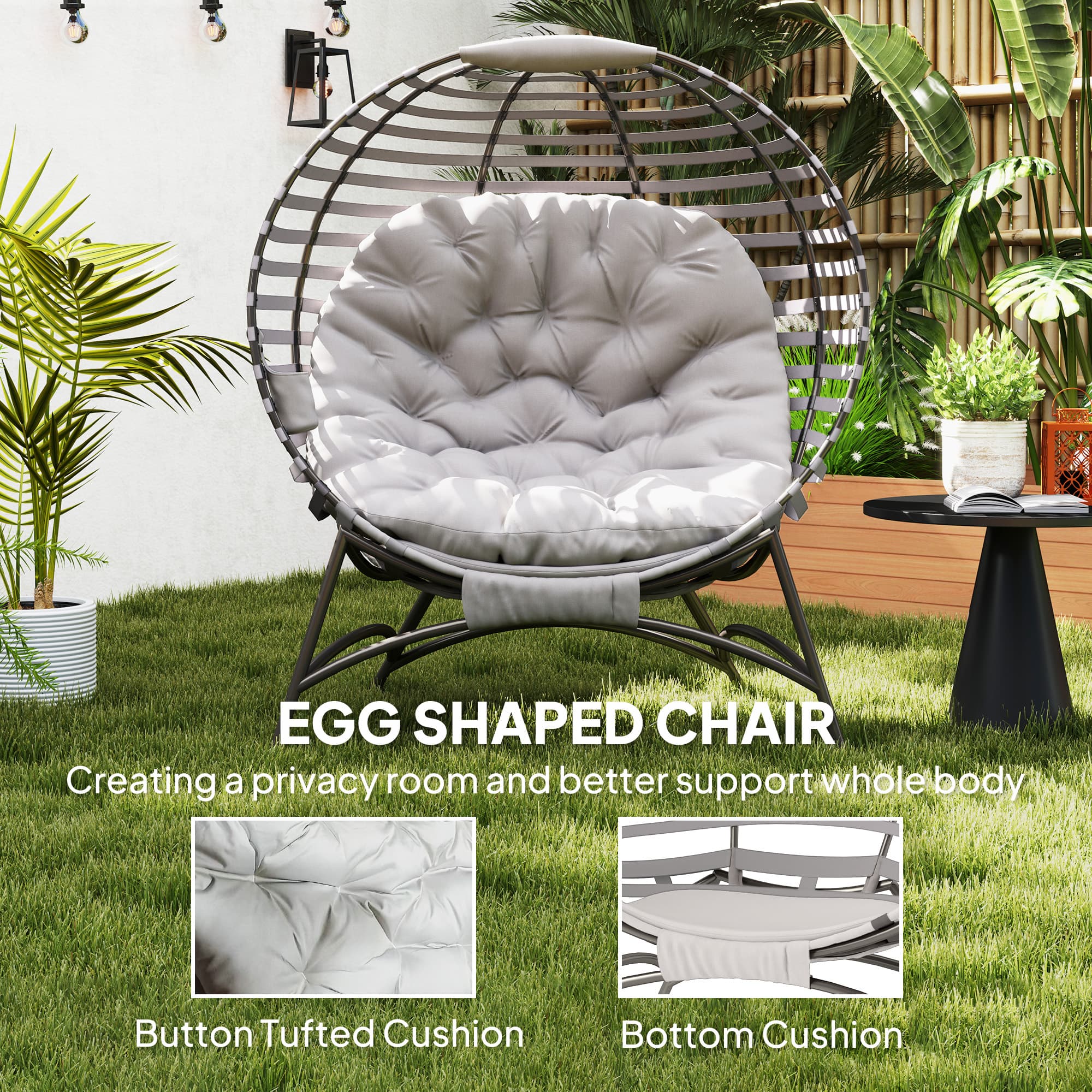 Transform Your Space with this Light Grey Foldable Egg Chair - image 3