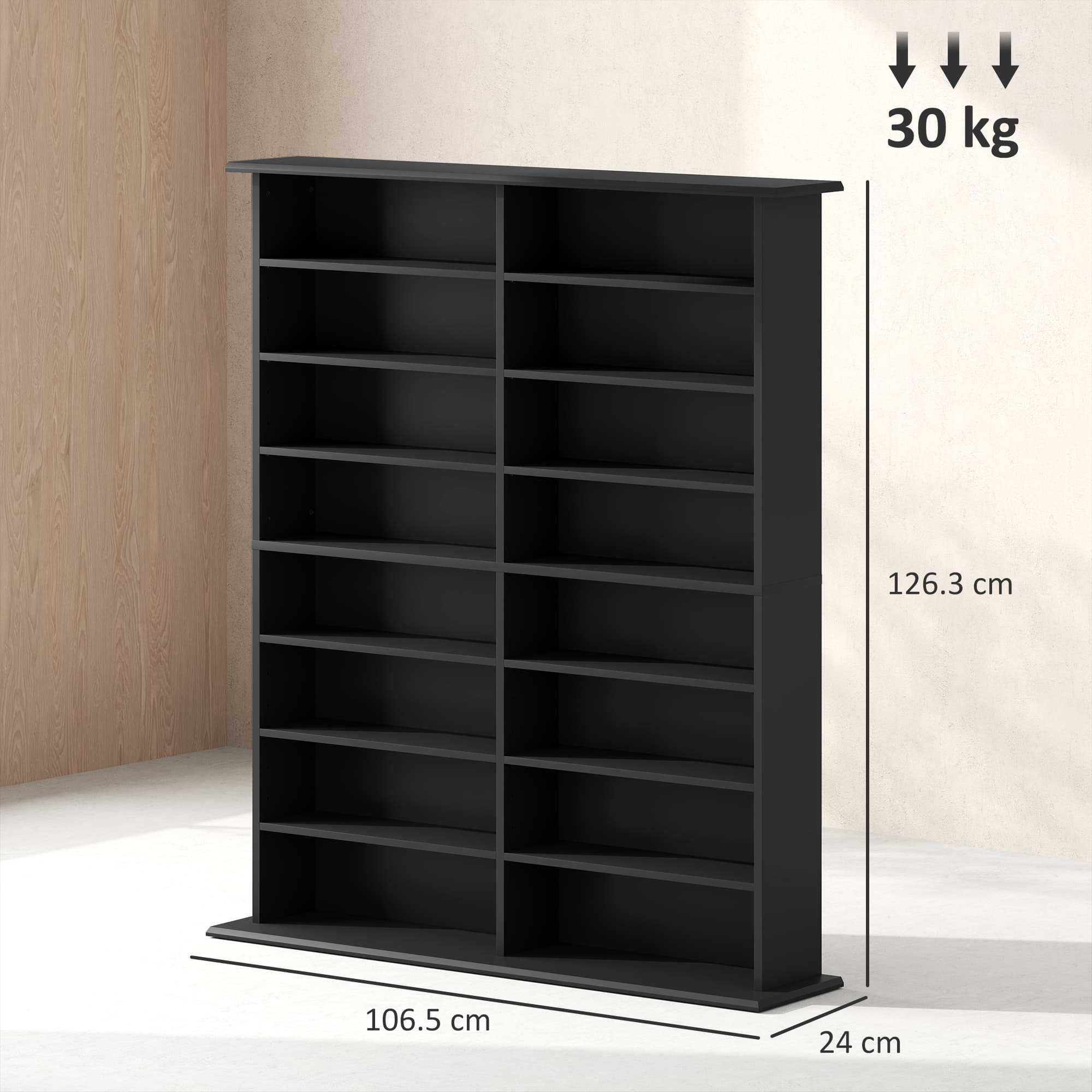 Transform Your Space with this 16-Compartment Black Media Shelf - image 3