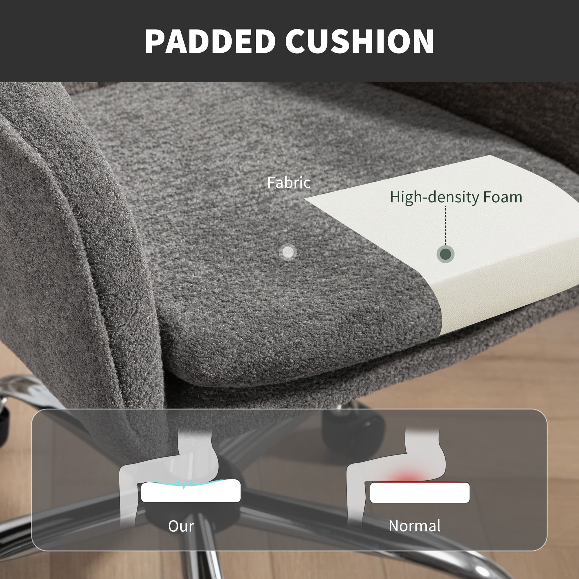 Grey Velvet-Feel Tub Office Chair for Effortless Comfort - image 3