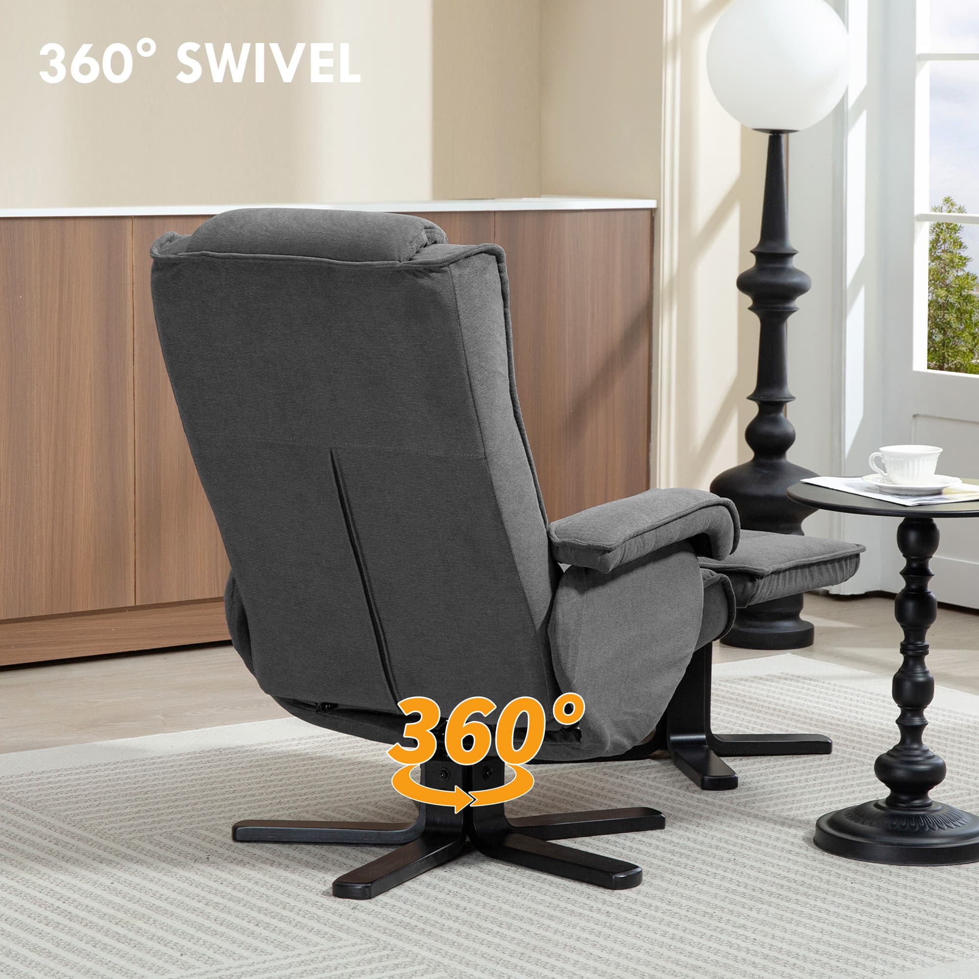 Transform Your Space: Charcoal Grey Velvet Recliner & Footstool - image 1
