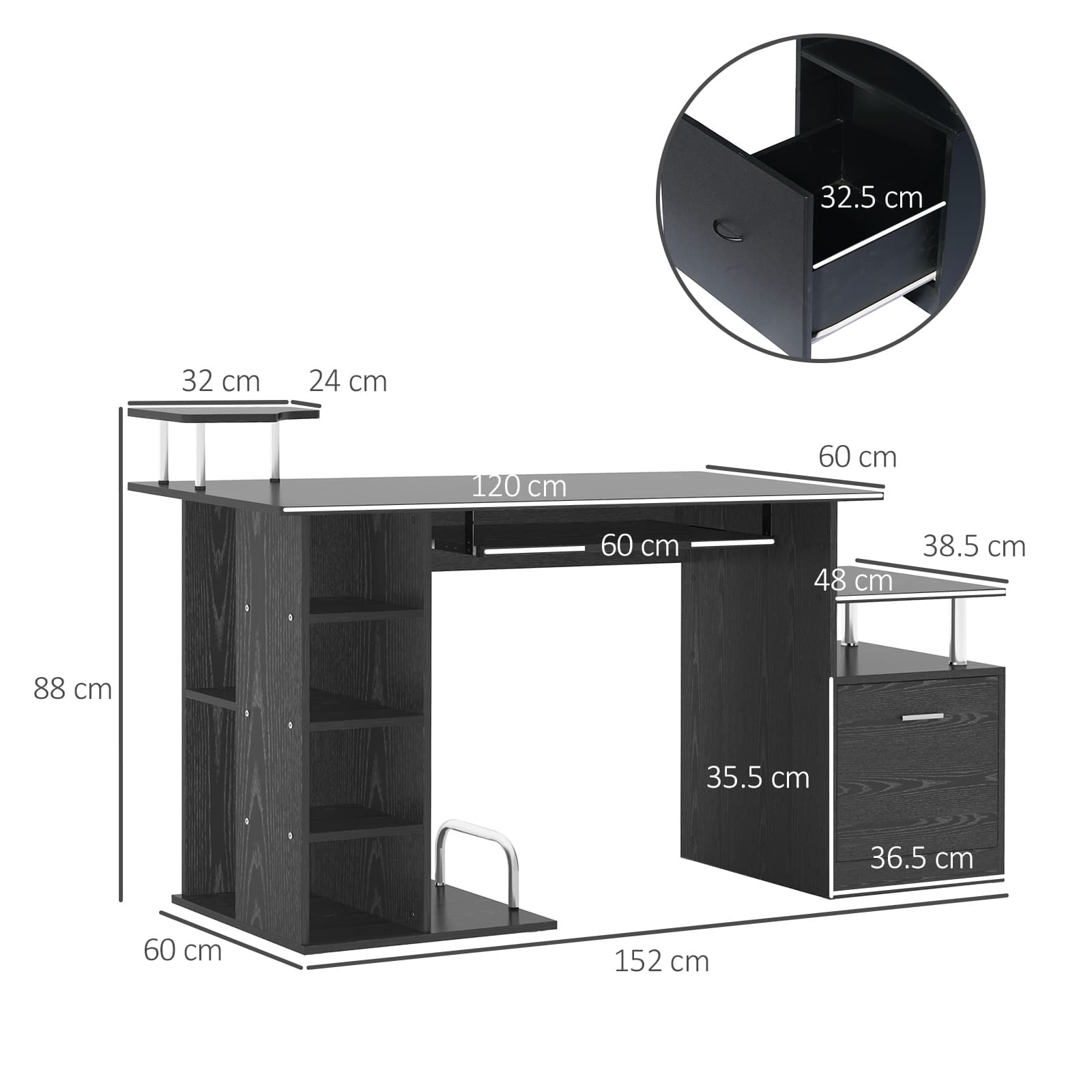 Effortless Organisation with this Black Home Office Desk - image 1
