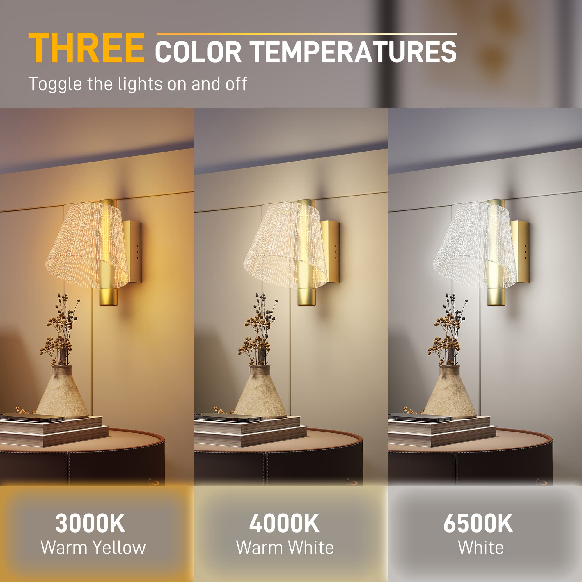 Set of 2 Gold LED Wall Lights with Adjustable Colour Temperature - image 10
