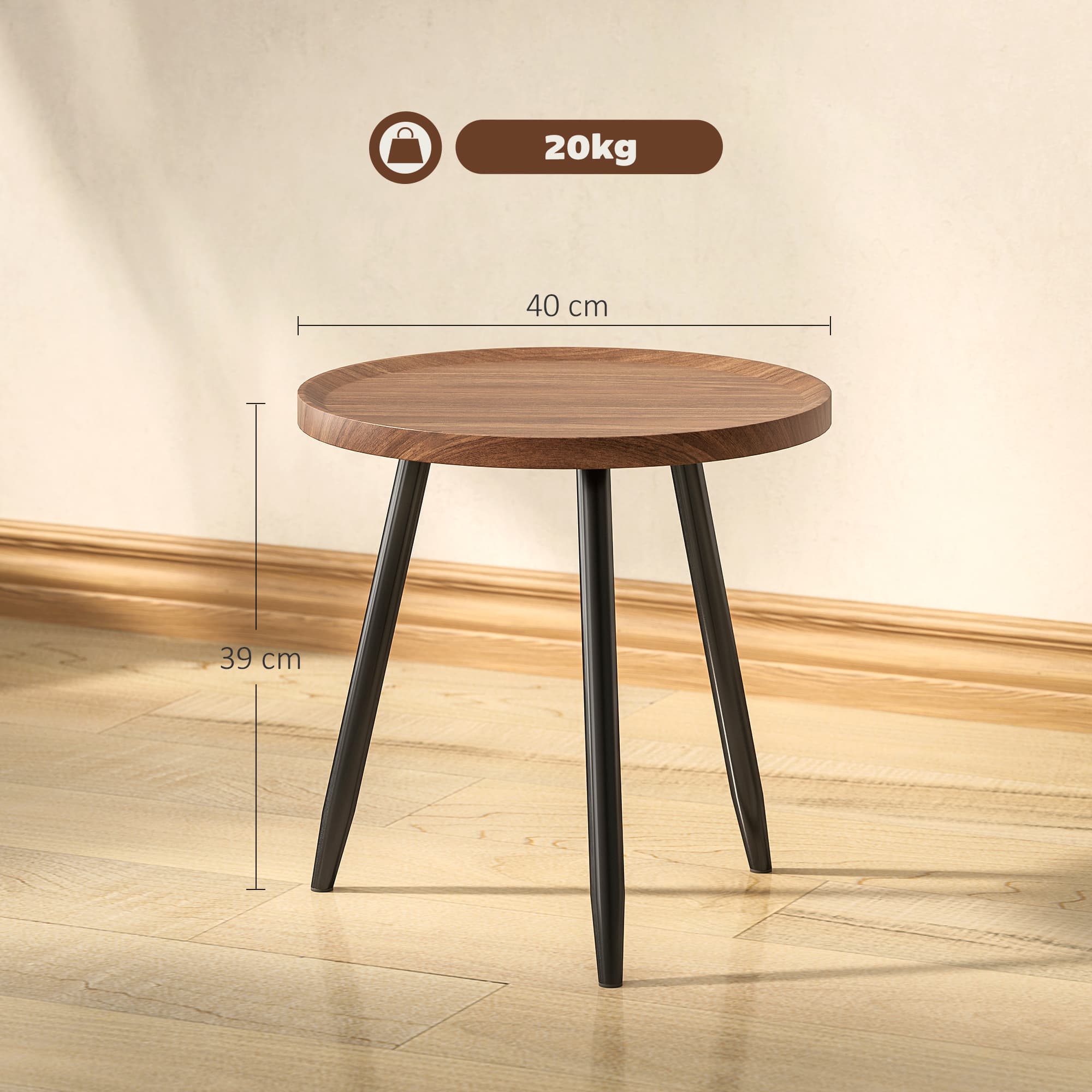 Compact Round Coffee Table with Raised Tray Top - image 2