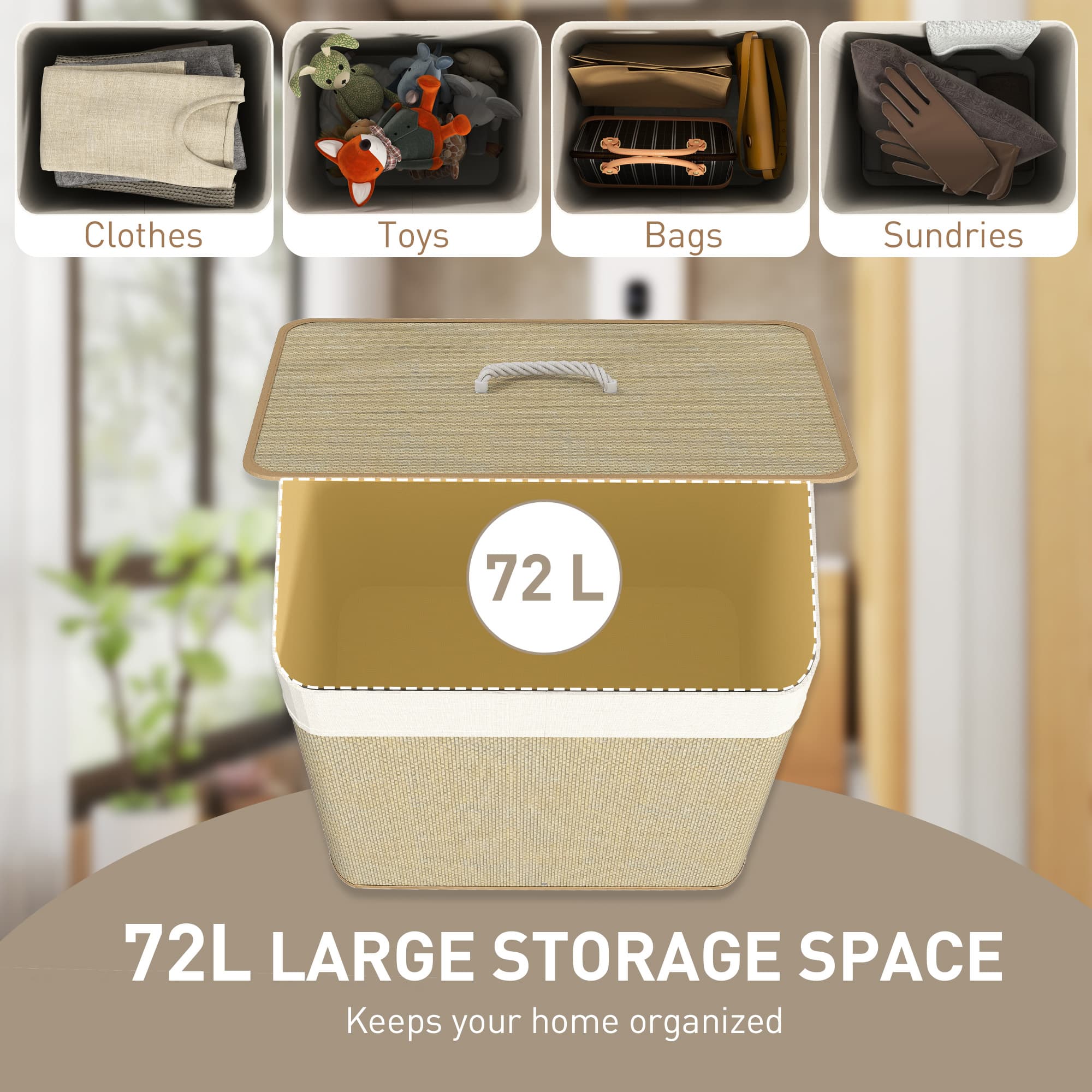 Bamboo Laundry Basket with Lid for Tidy Bedrooms - image 1