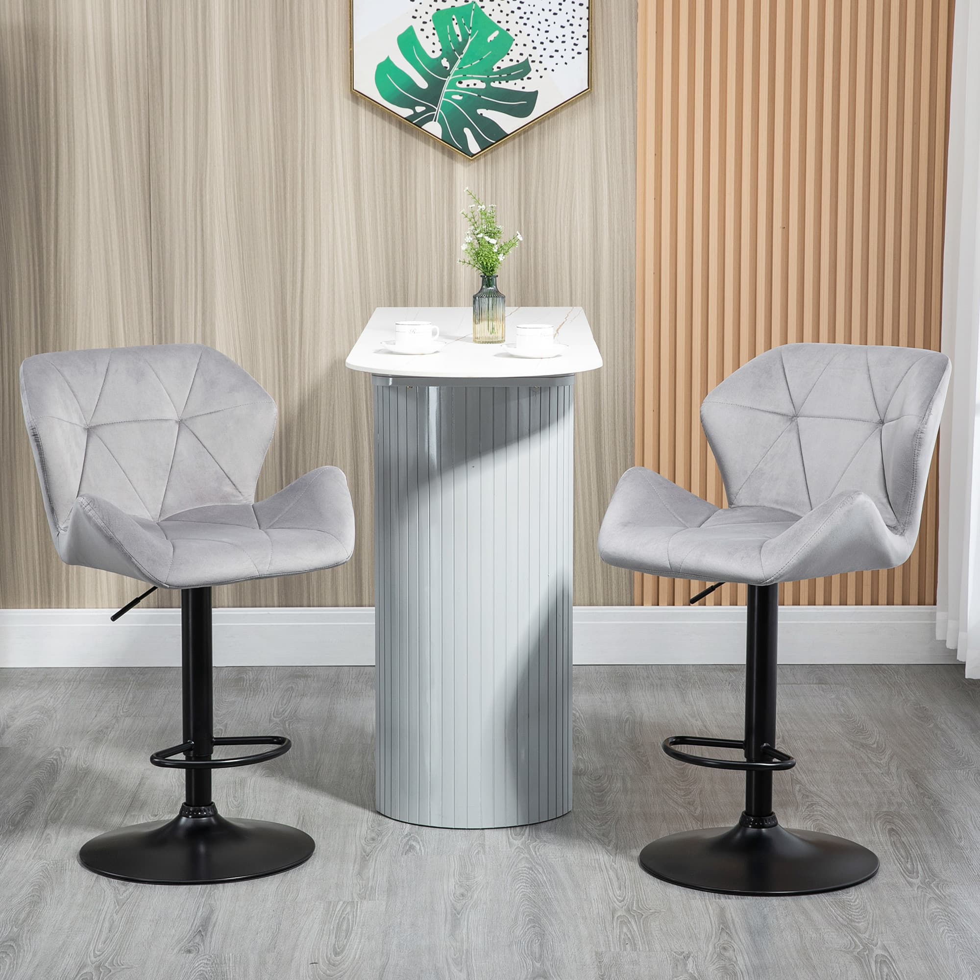 Transform Your Kitchen with Grey Velvet Swivel Bar Stools - image 3