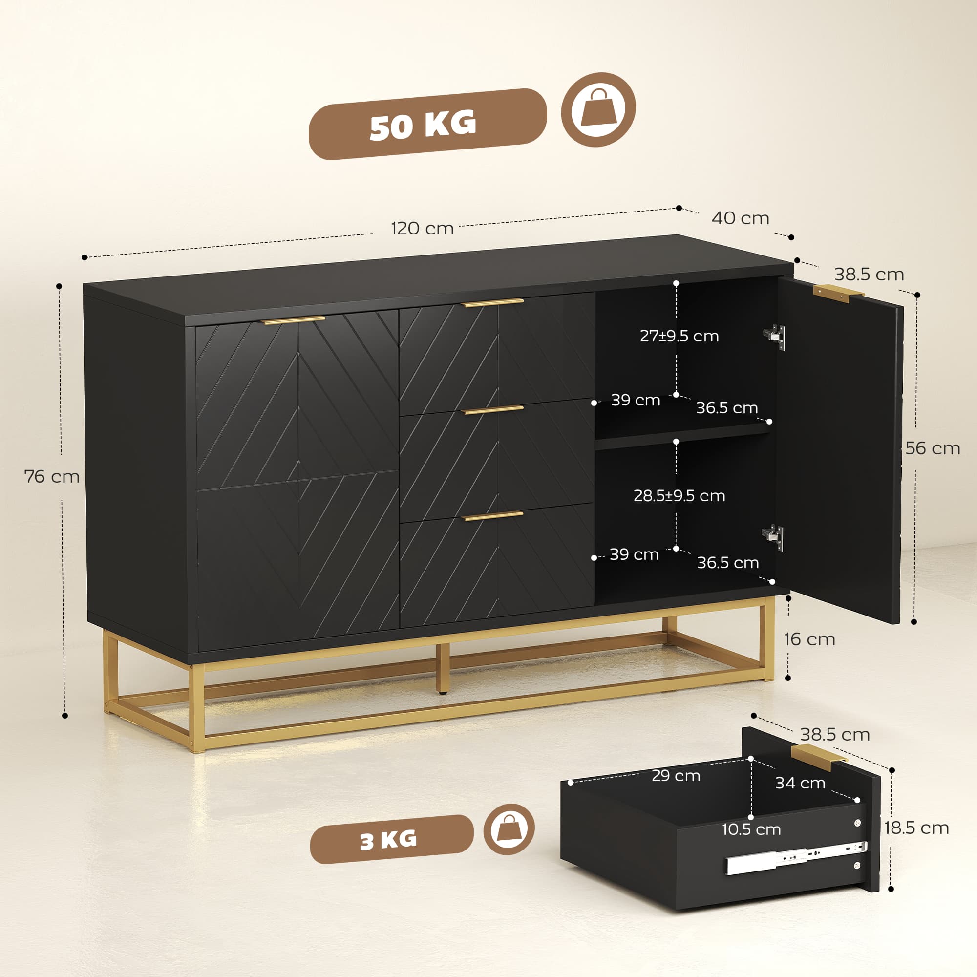 Effortlessly Organise with this Premium Black Sideboard - image 4