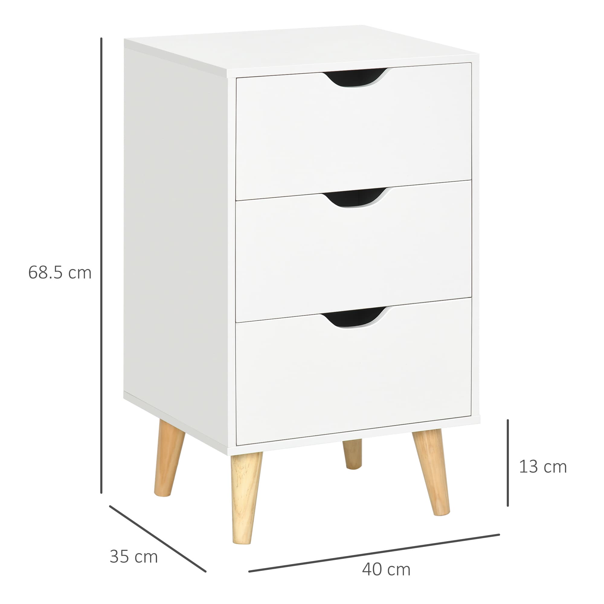 Effortless Storage: White 3-Drawer Bedside Table - image 2