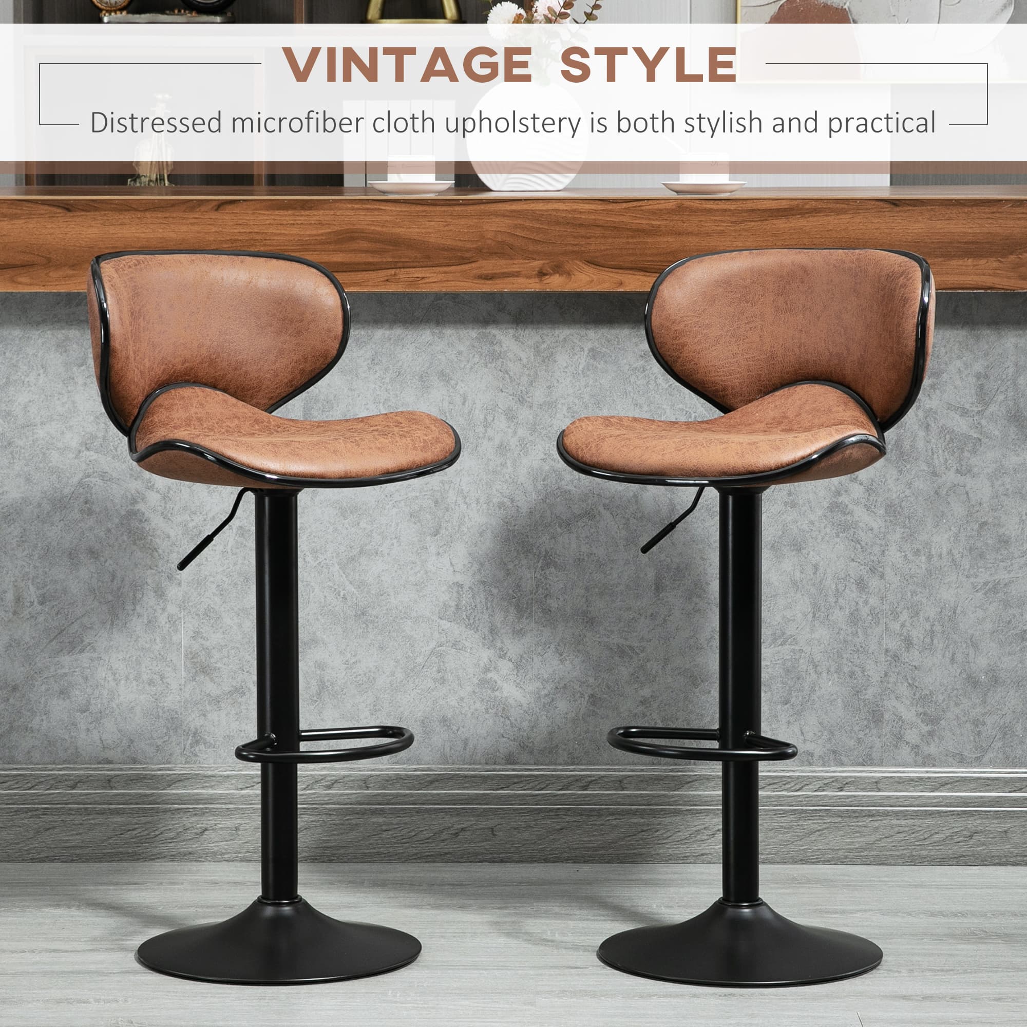 Transform Your Kitchen with Retro Brown Swivel Bar Stools - image 1