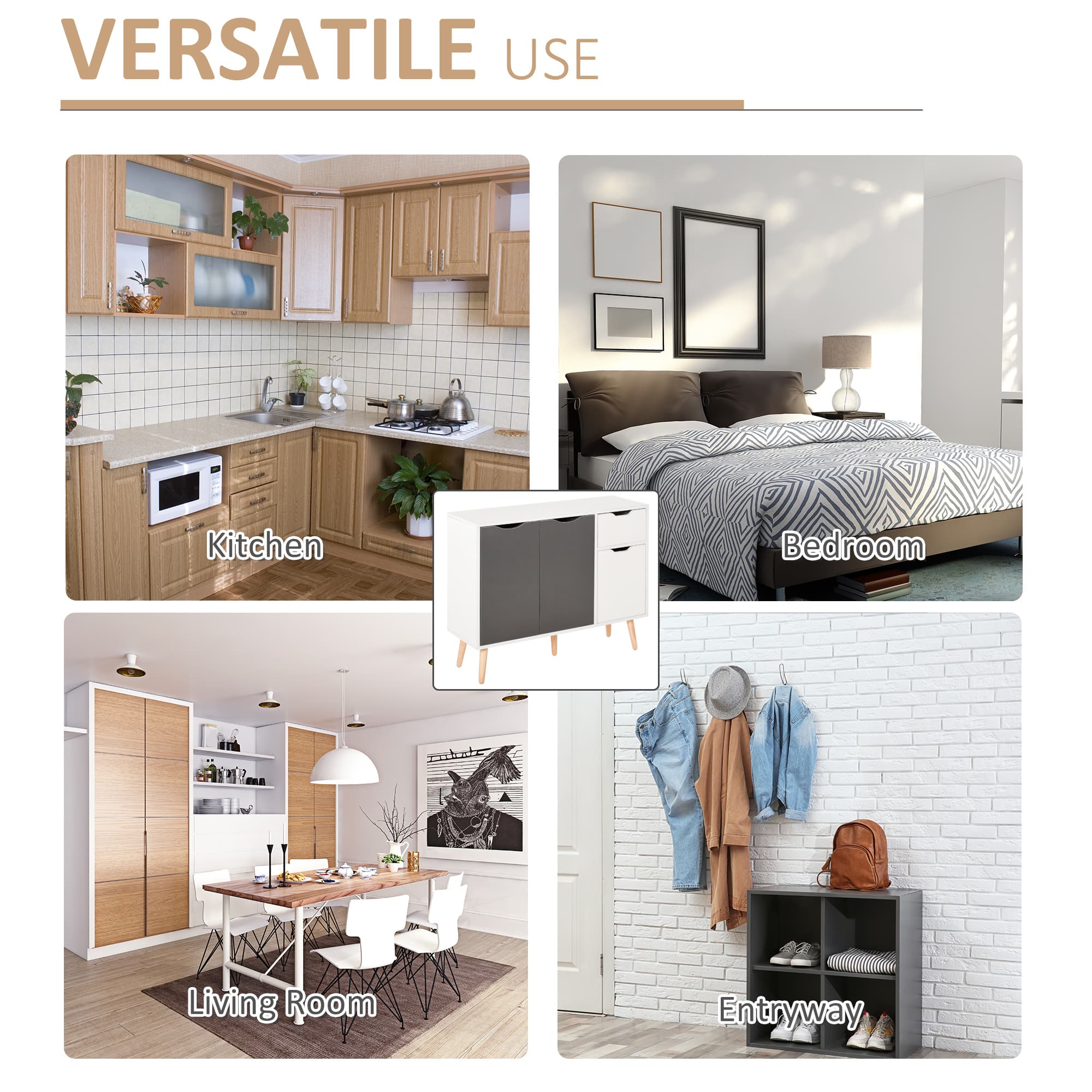 Grey Scandinavian Sideboard Cabinet for Effortless Storage - image 2