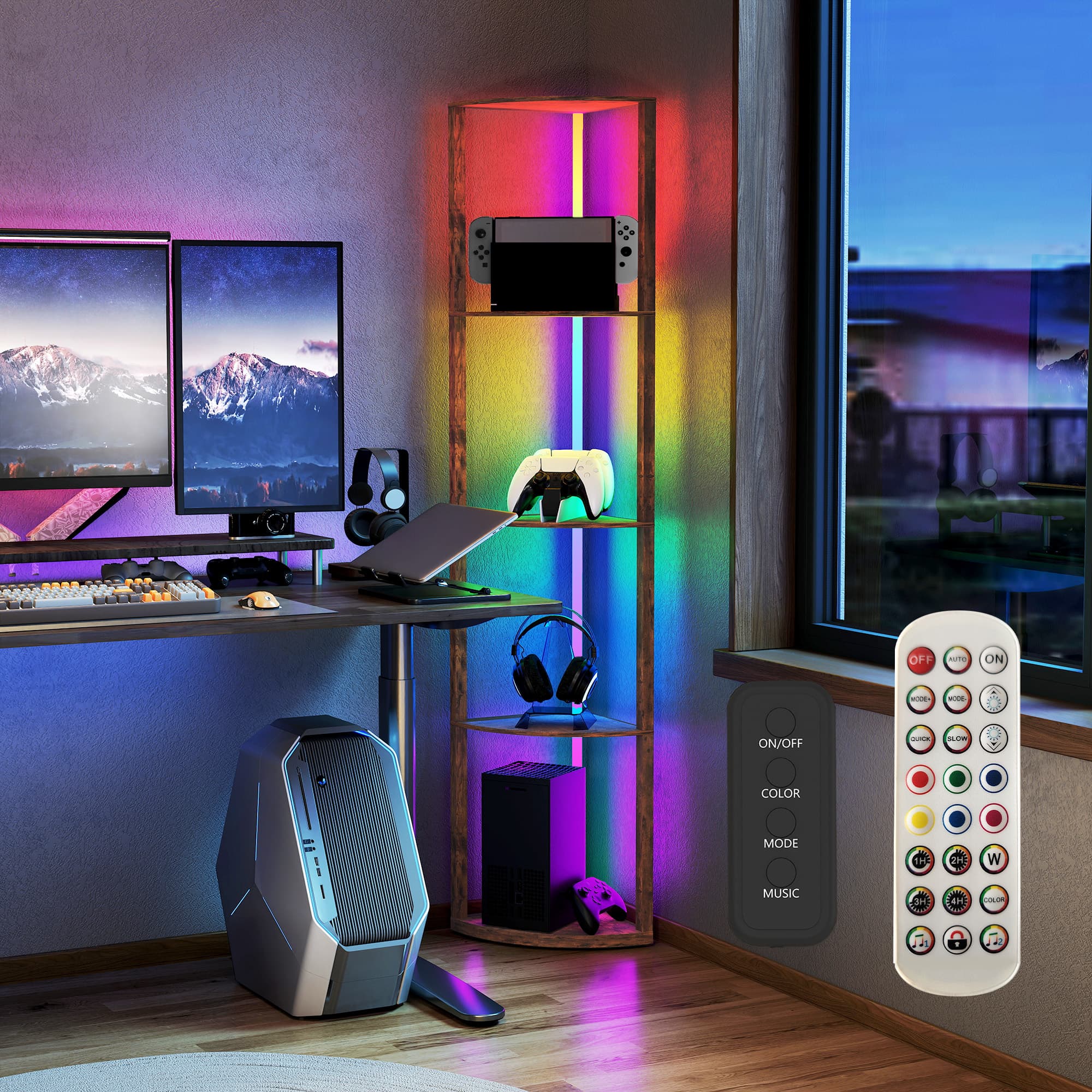 Elevate Your Room with this Rustic Brown RGB Floor Lamp - image 1