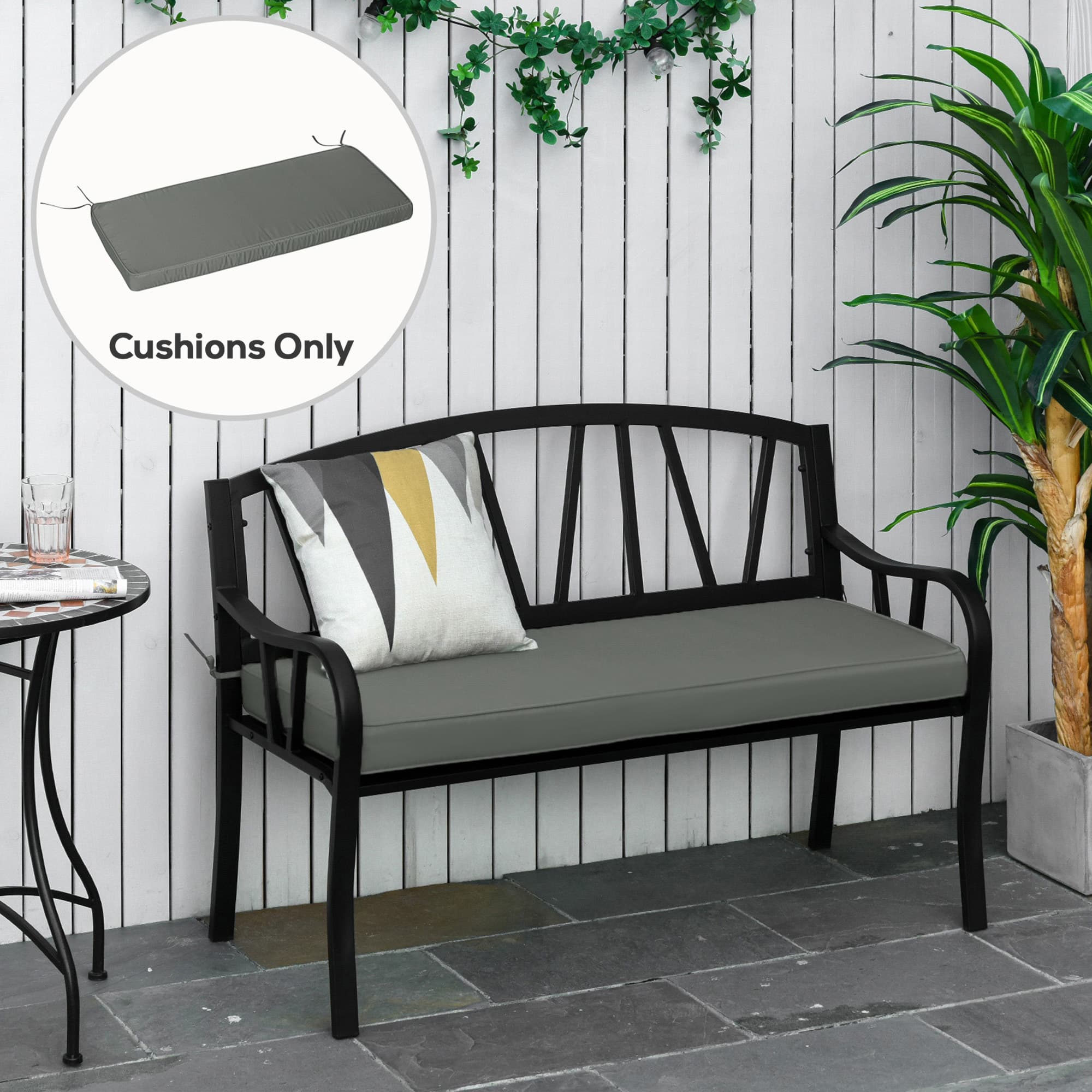 Grey 120cm 2 Seater Garden Bench Cushion - image 3