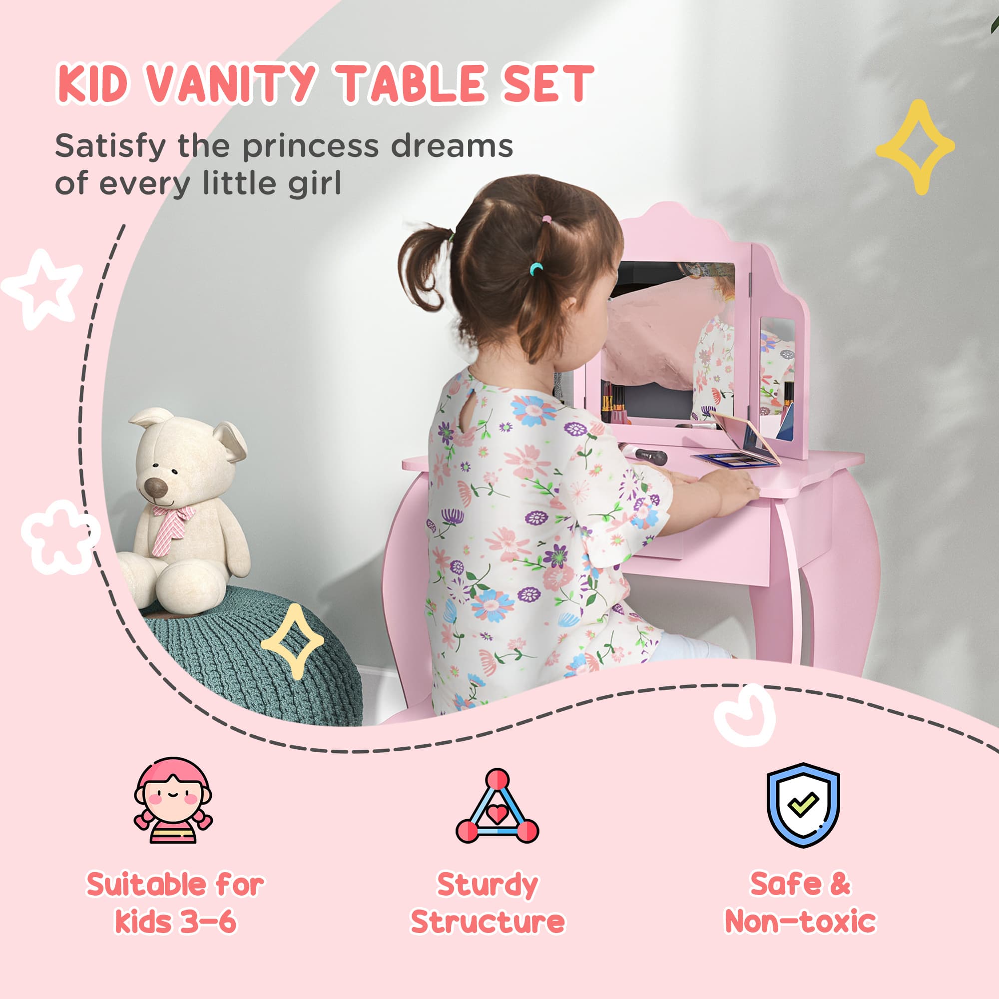 Transform Their Space with this Pink Kids Vanity Set - image 4