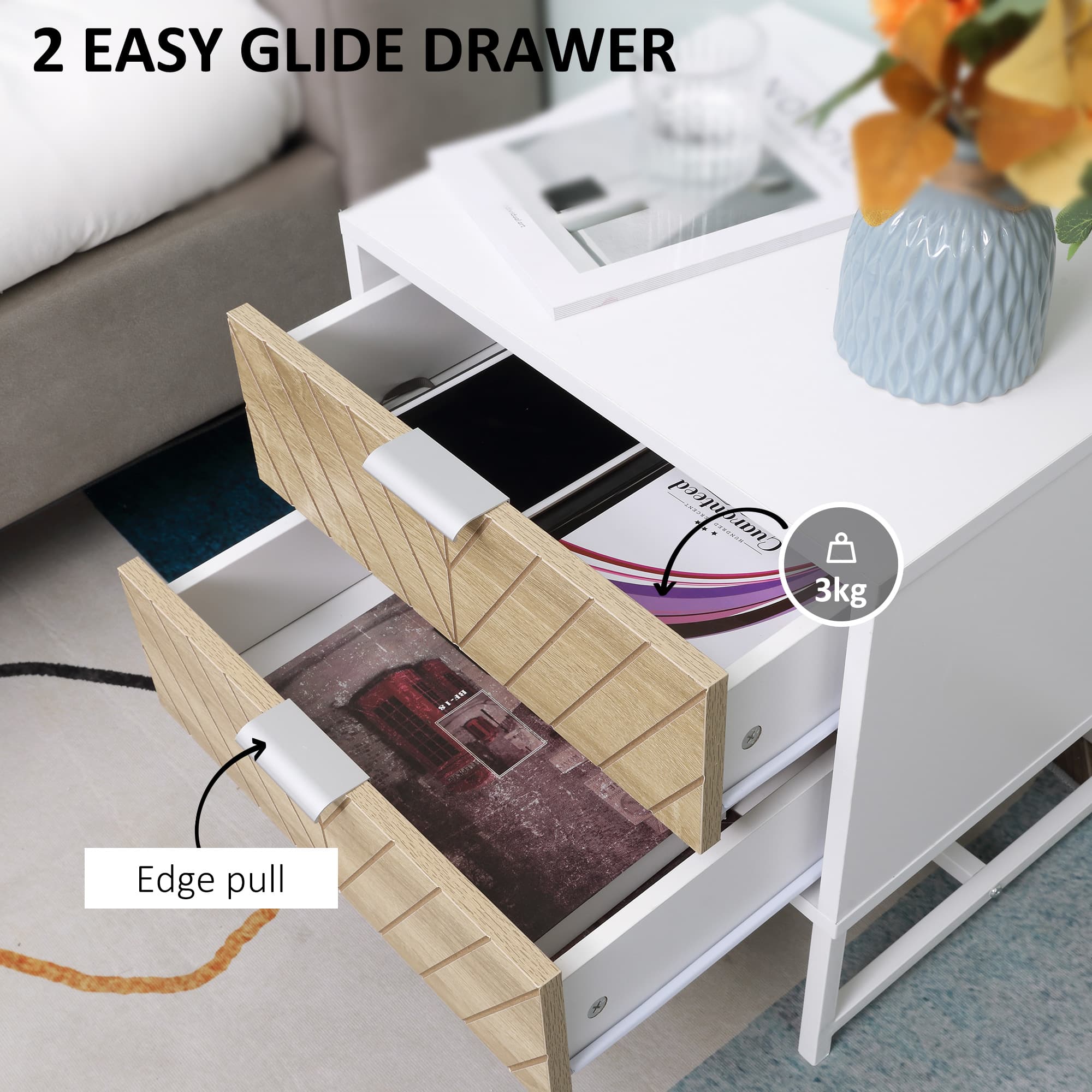 Transform Your Space with this Modern 2-Drawer Bedside Table - image 3