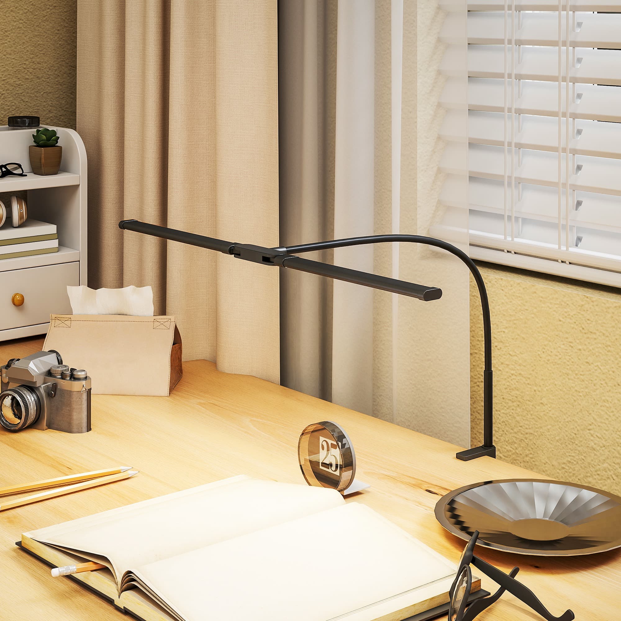 Black Clamp Desk Lamp with Dual LED Heads - image 7