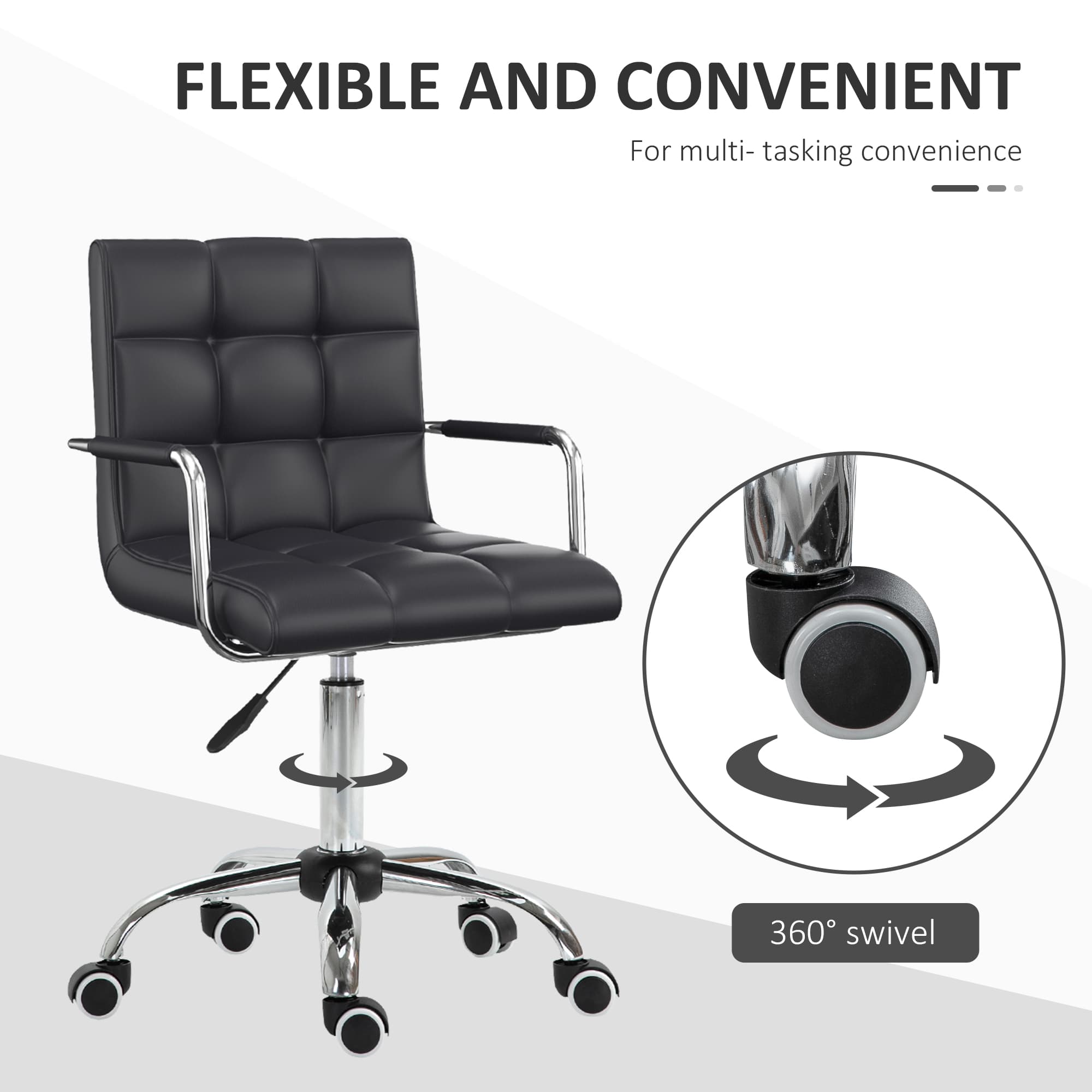 Transform Your Workspace With This Black PU Leather Swivel Chair - image 1