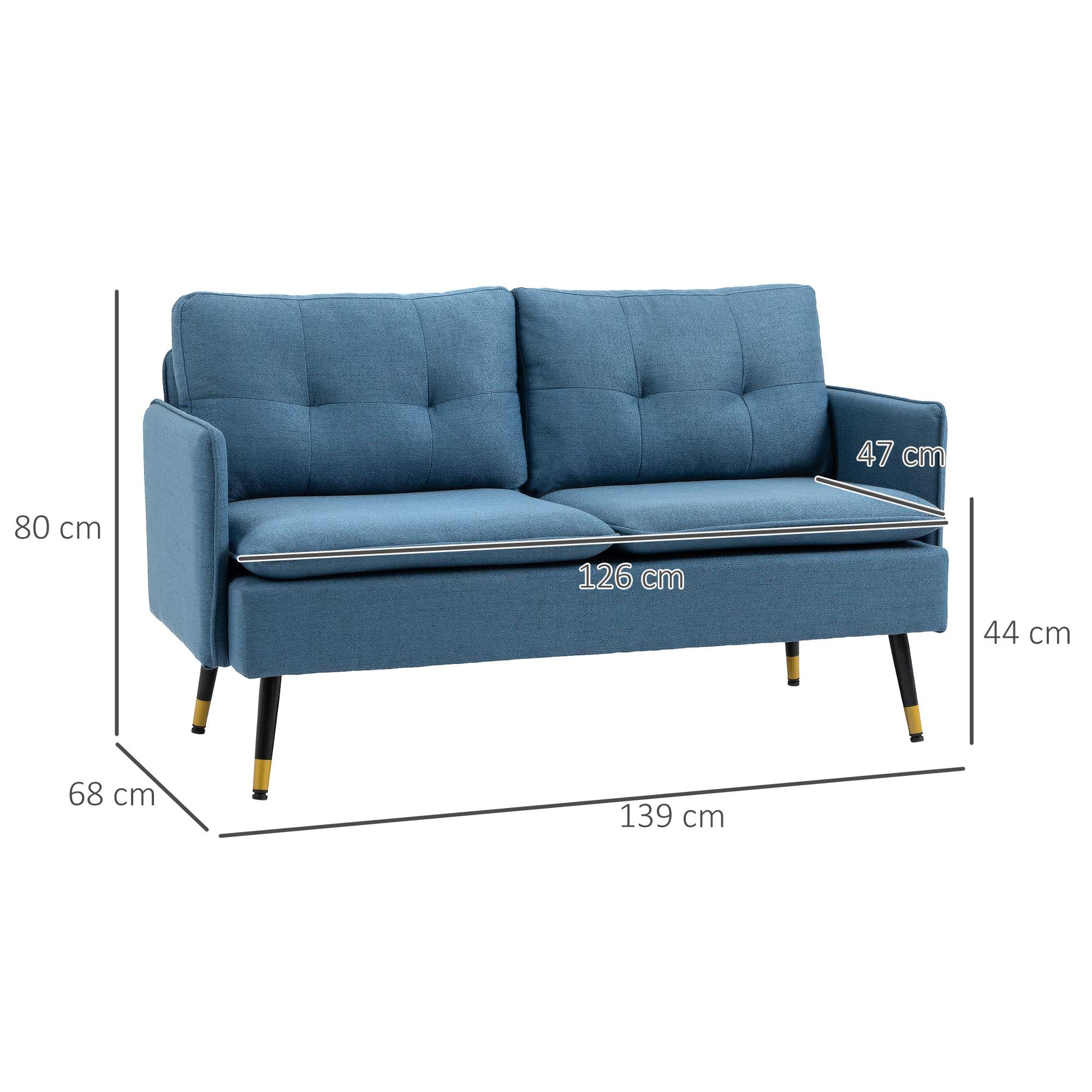 Modern Dark Blue Two-Seater Sofa for Compact Living - image 3