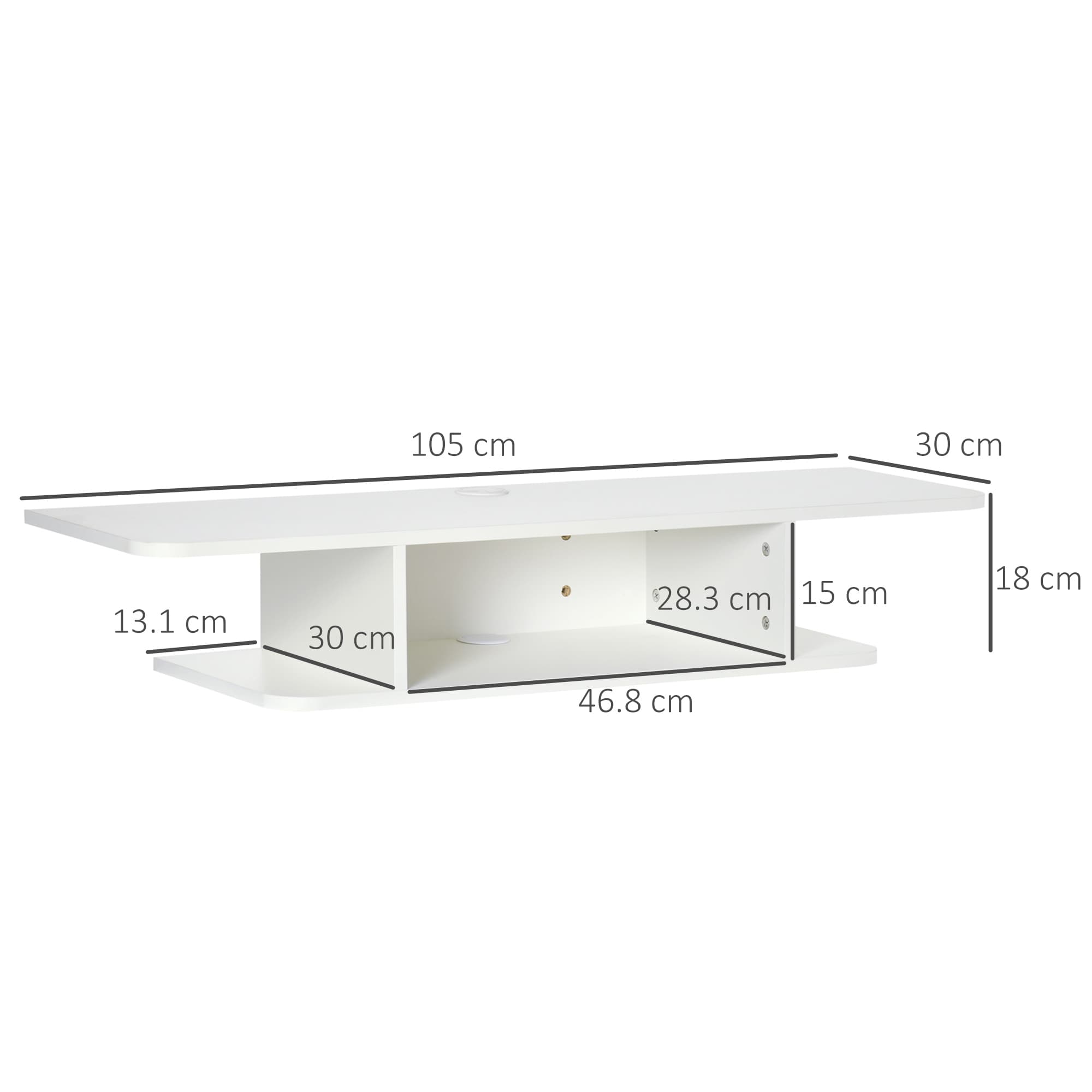White floating TV shelf for compact media storage - image 4