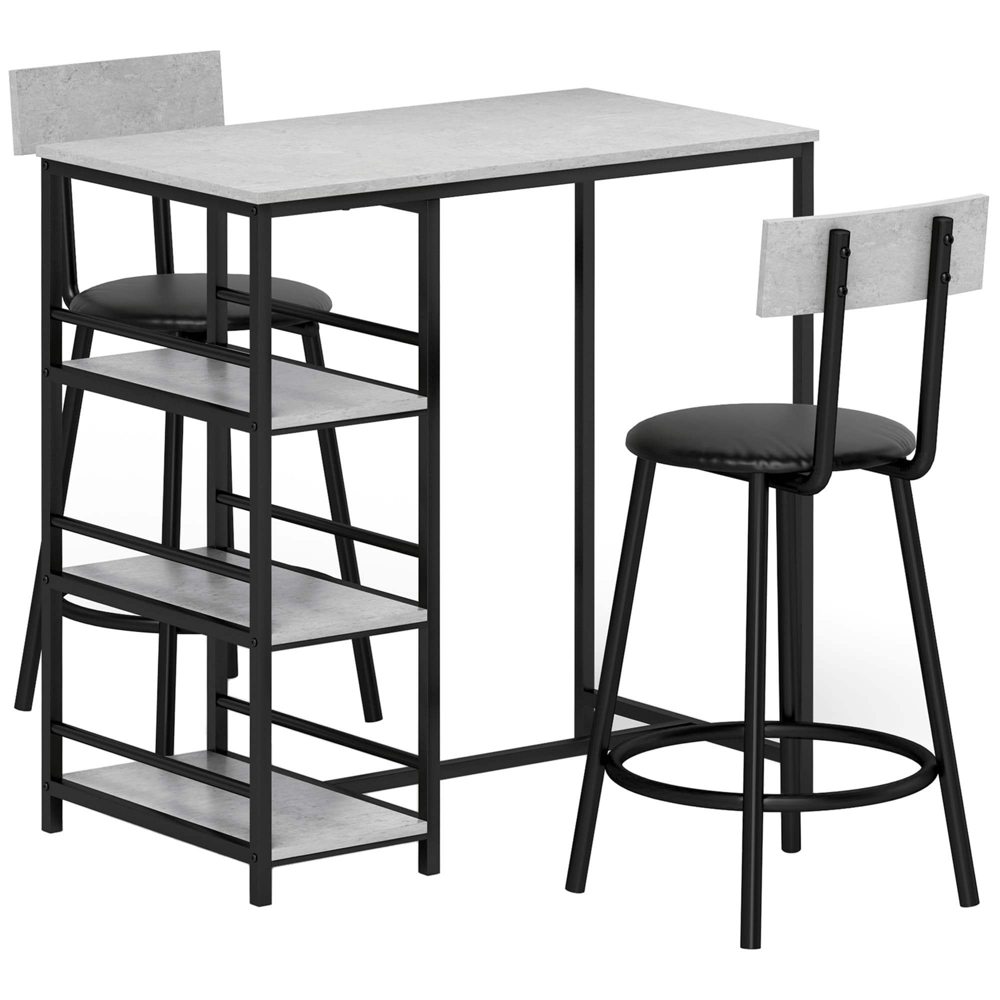 Maximise Your Space with this Compact 3-Piece Dining Set - Light Grey