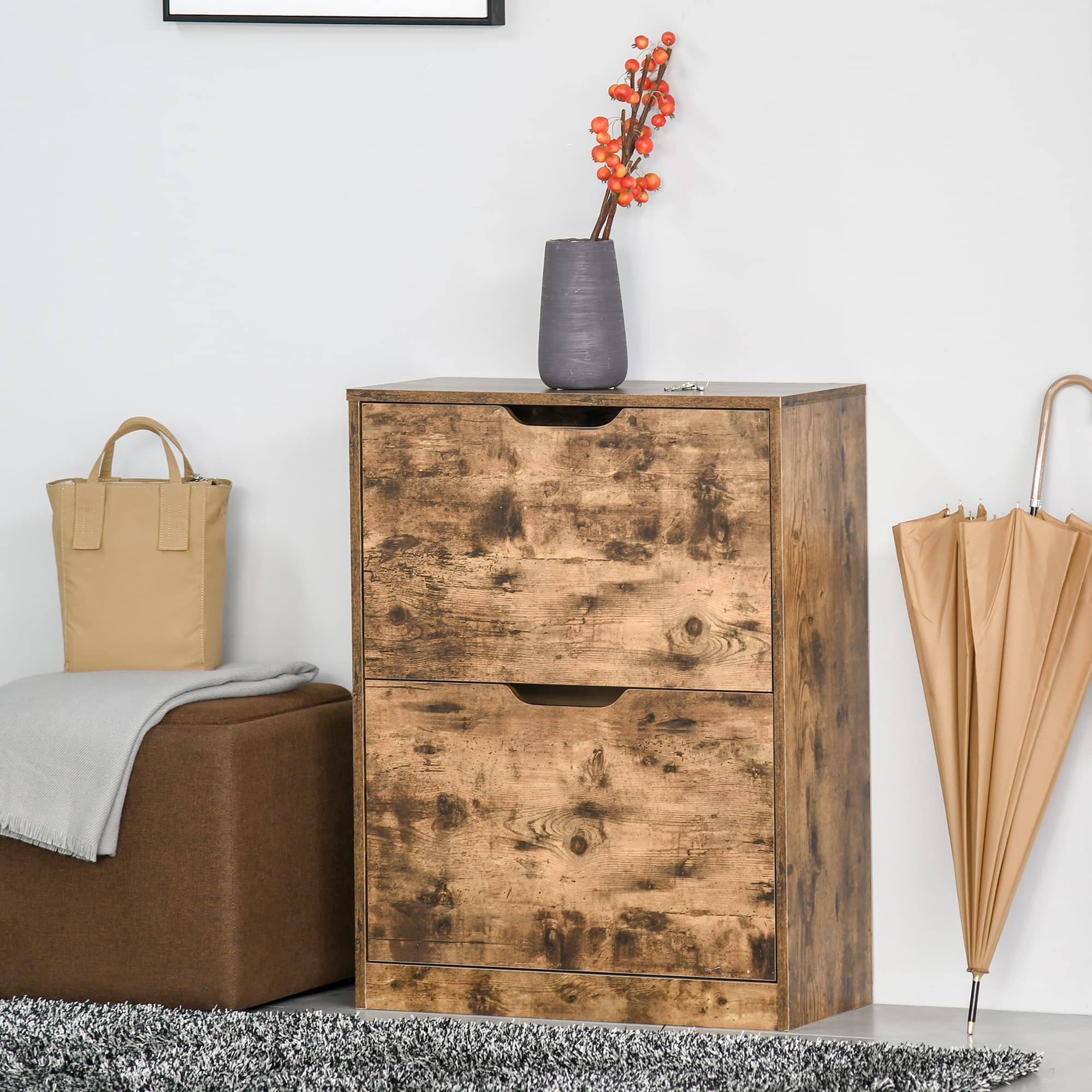 Effortless Hallway Organisation: Slim Rustic Shoe Cabinet - image 5