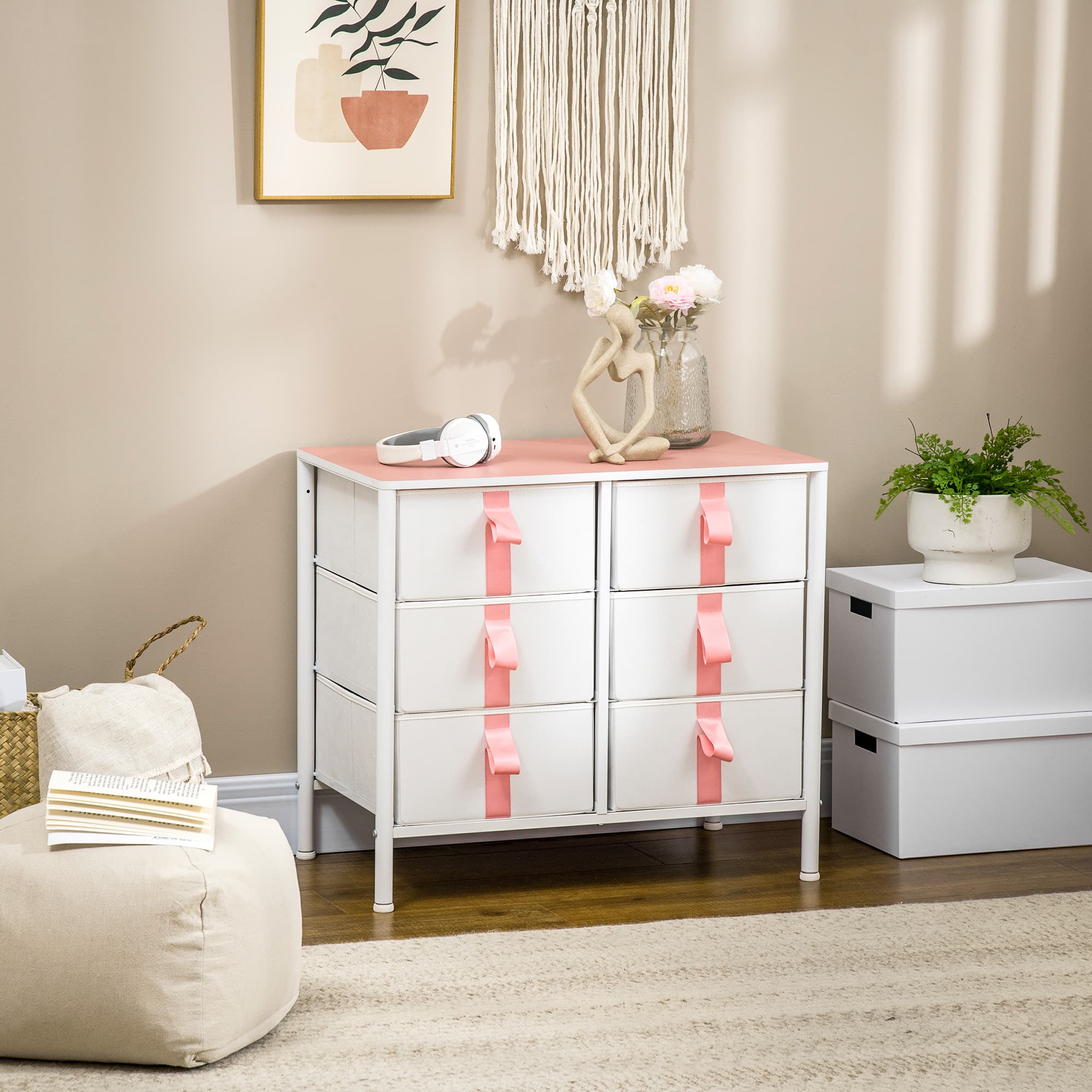 Pink Fabric Drawer Chest for Kids Rooms and Storage - image 9