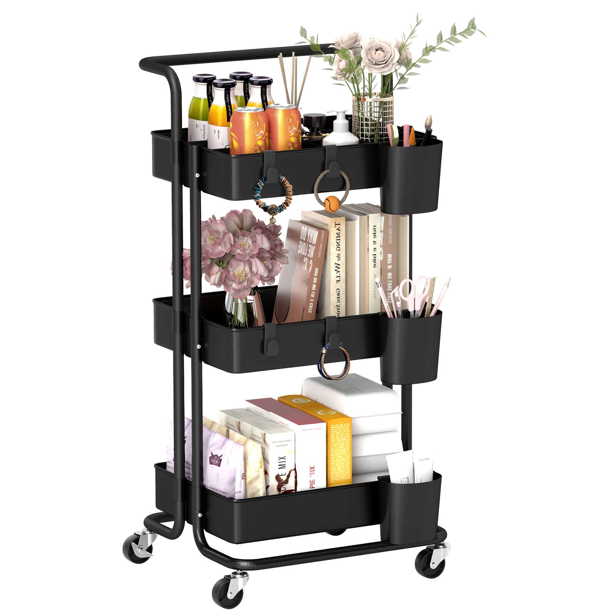 Three-tier black trolley for flexible home storage - image 9