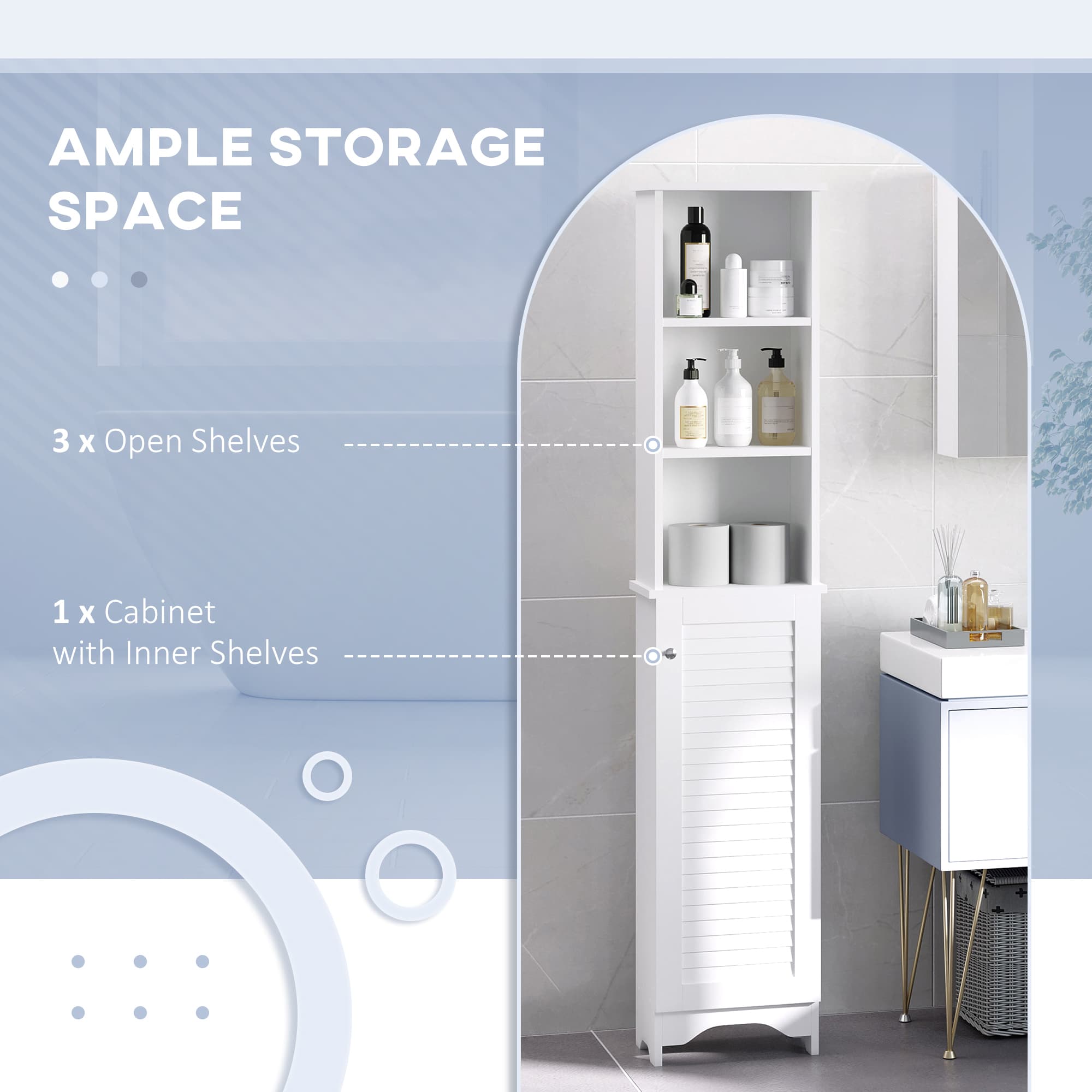 Tall Slimline White Bathroom Cabinet for Effortless Storage - image 2