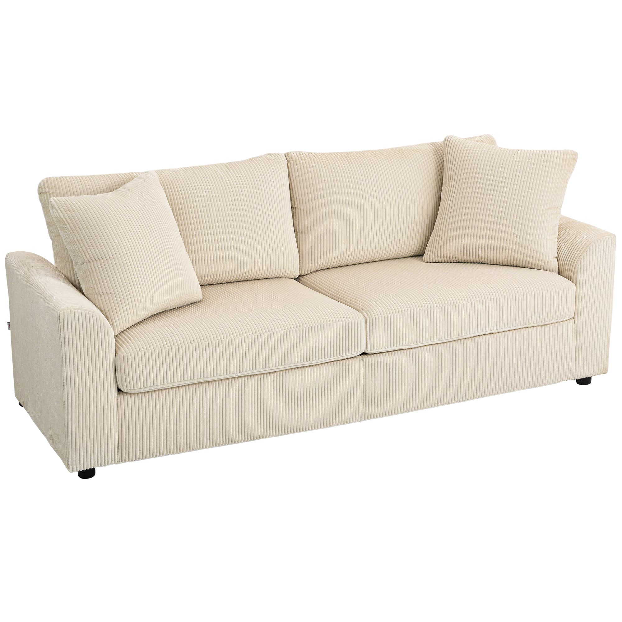 Sink Into Premium Comfort With This Cream Corduroy Sofa - Cream