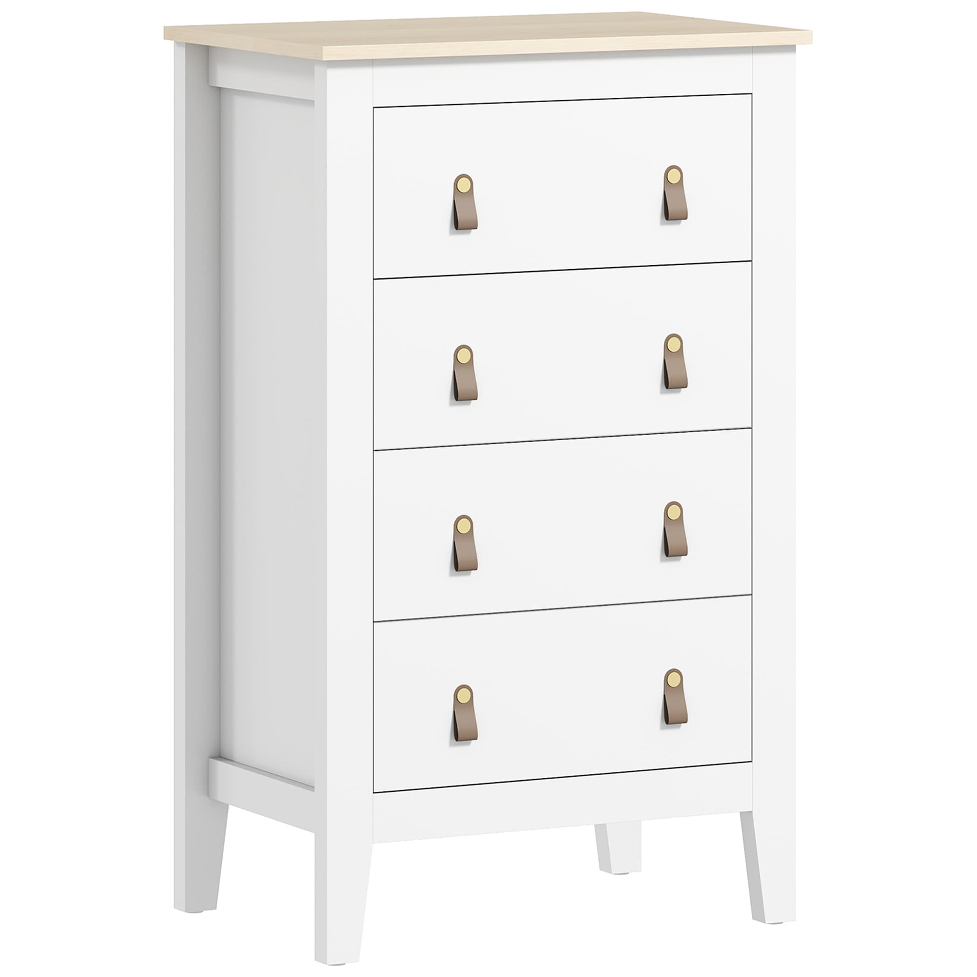 Effortless Storage: Modern White 4-Drawer Chest - White