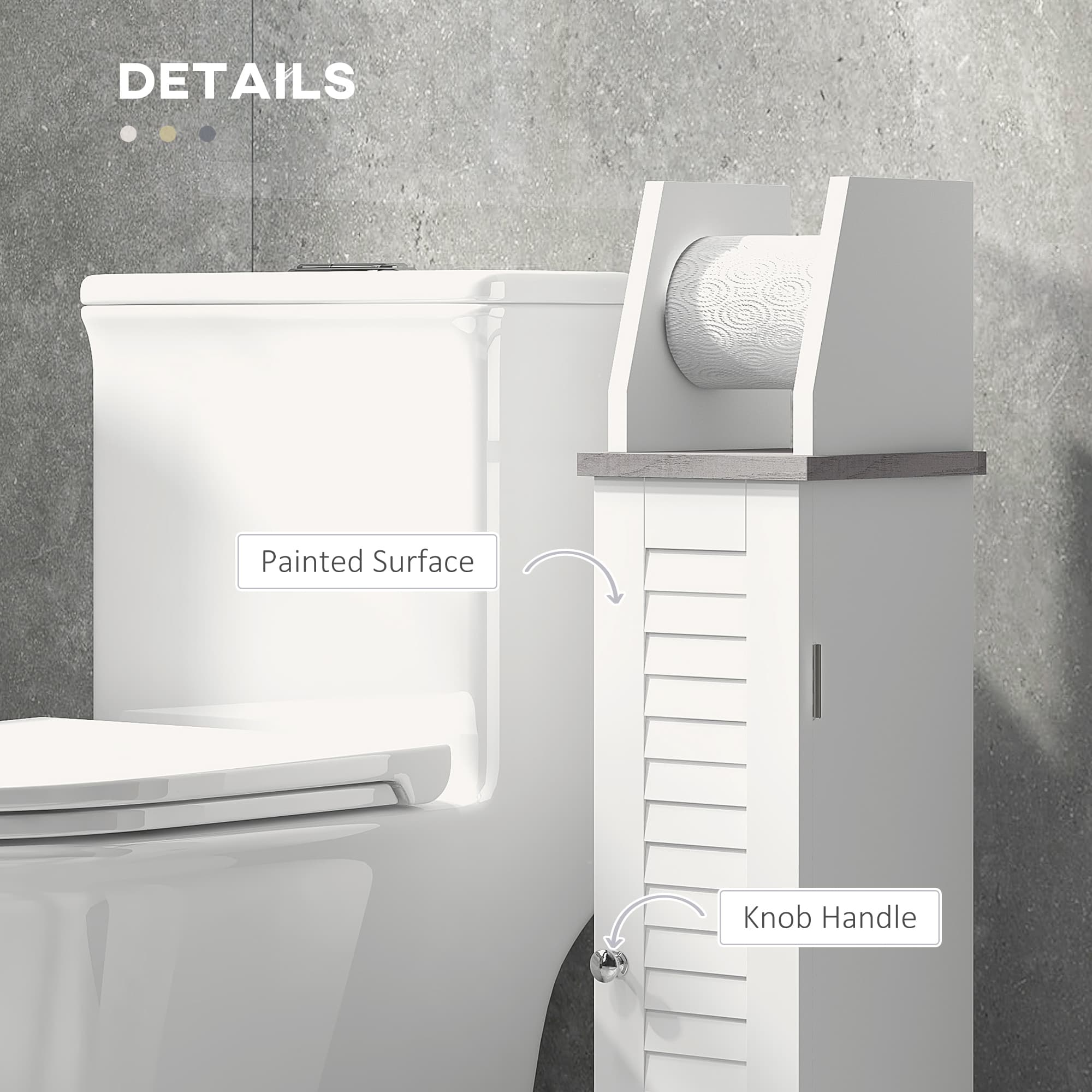 White Slim Bathroom Cabinet for Toilet Roll Storage - image 1
