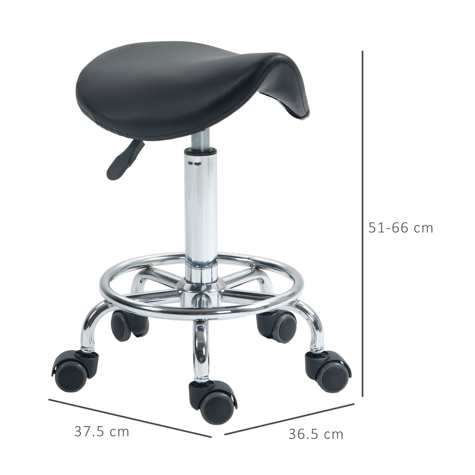 Ergonomic Saddle Stool with Chrome Base and Rolling Casters - image 6