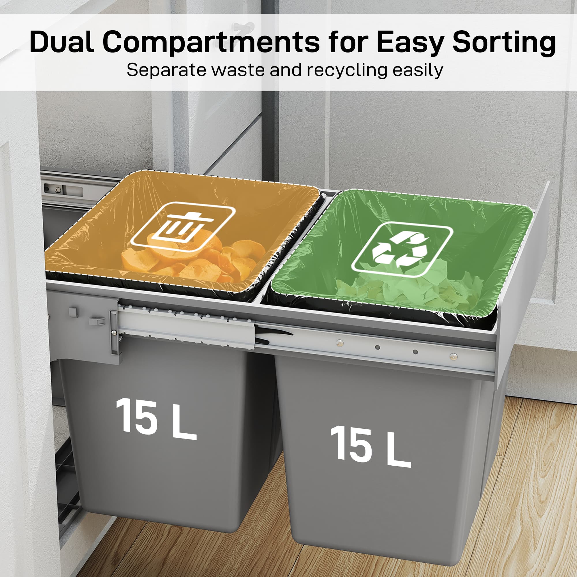 Effortless Kitchen Recycling: 30L Pull Out Under Sink Bin - image 1