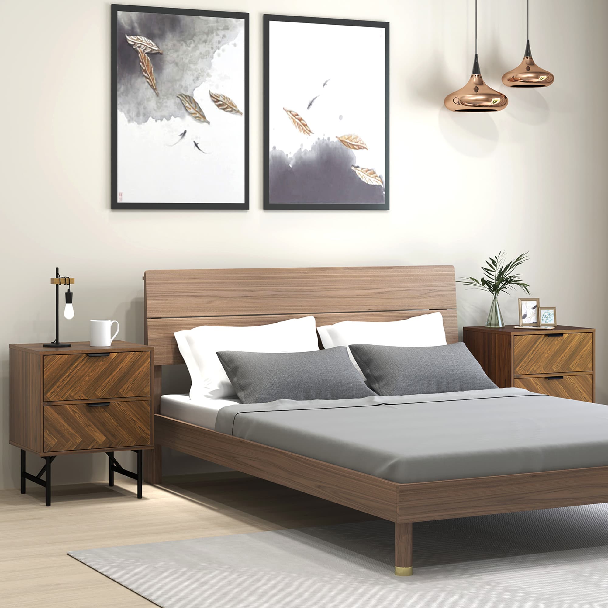 Transform Your Bedroom with Walnut Herringbone Bedside Tables - image 4