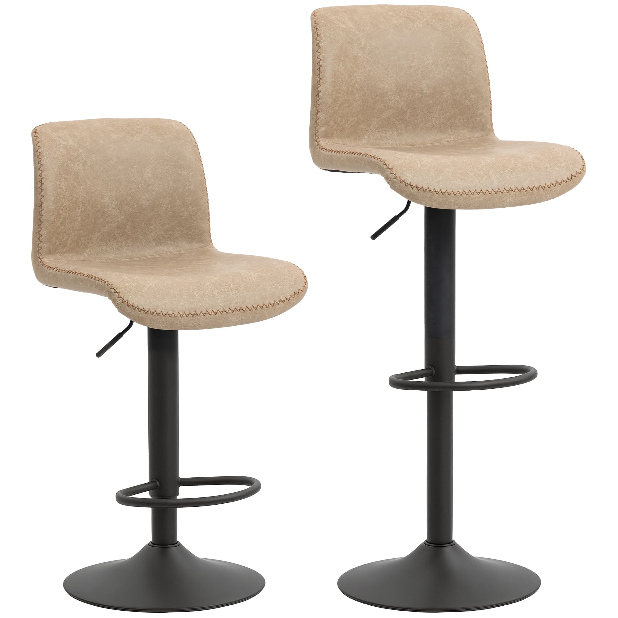 Transform Your Kitchen with Light Brown PU Leather Bar Stools - Brown