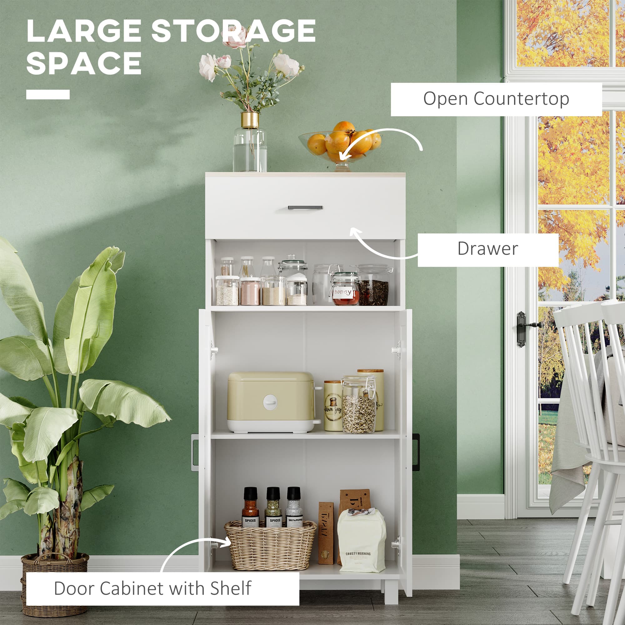 Effortless Storage: 130cm Nordic White Freestanding Cabinet - image 2