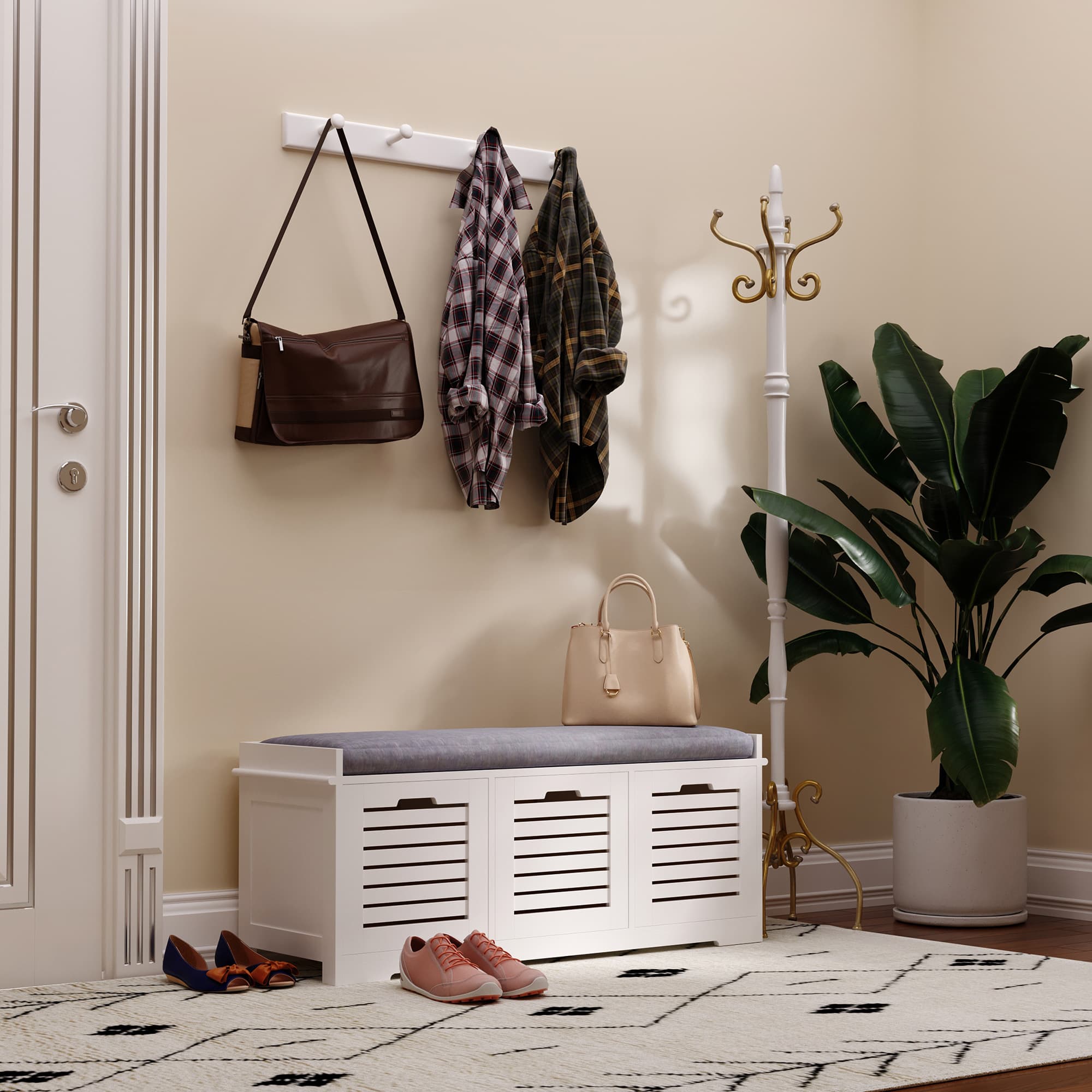 Transform Your Hallway with this White Shoe Storage Bench - image 3