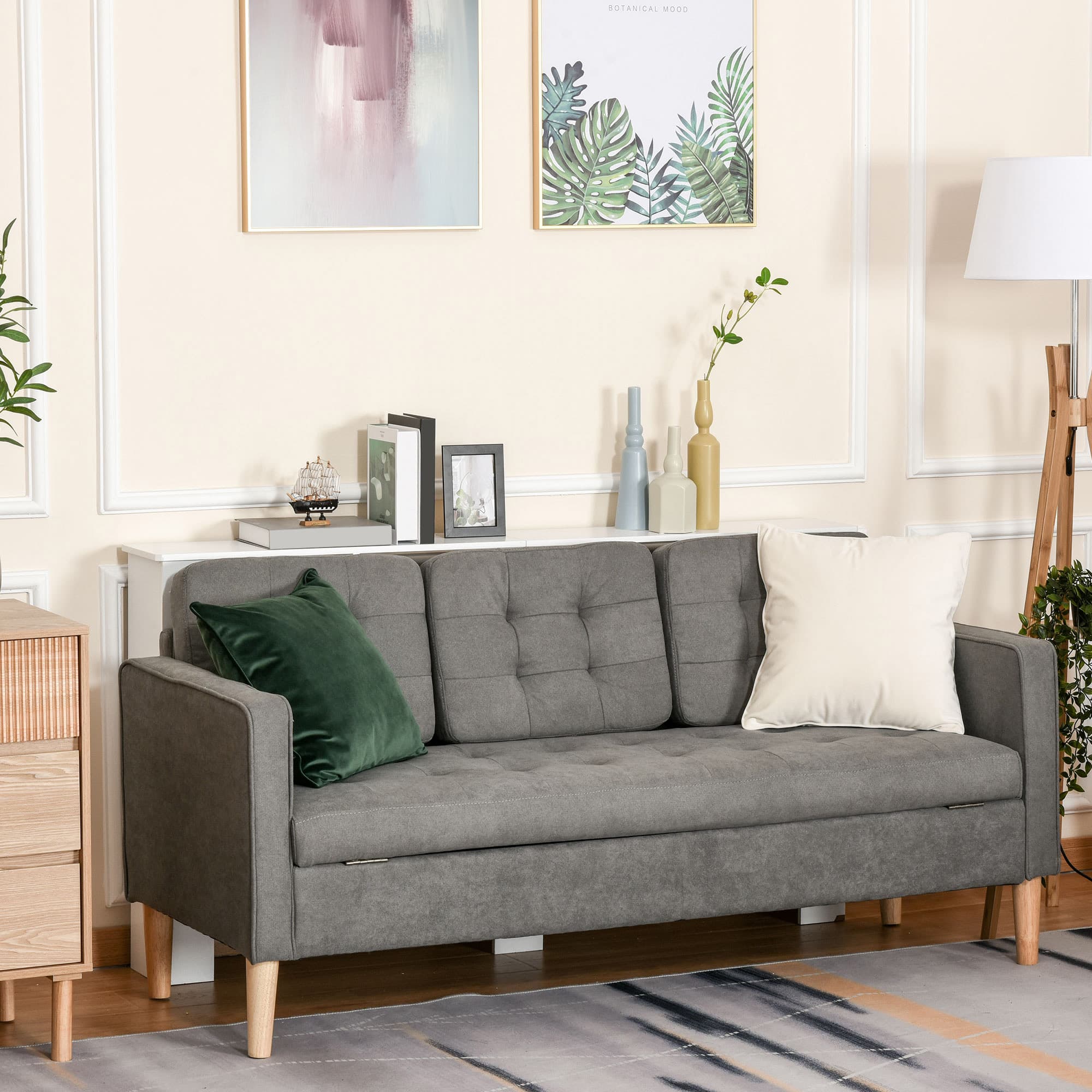 Modern Grey 3 Seater Sofa with Clever Hidden Storage - image 5