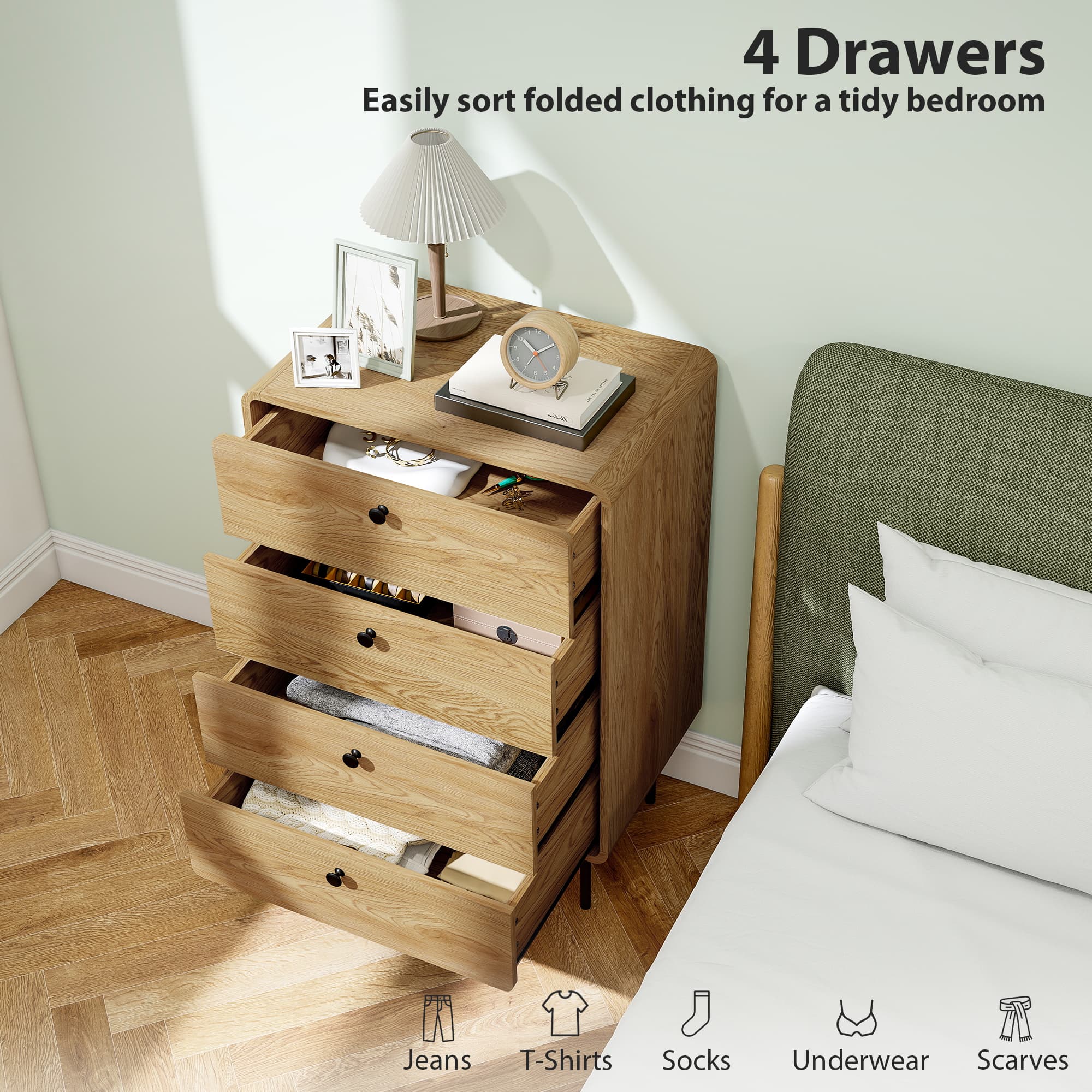 Transform Your Bedroom with this Modern Oak 4-Drawer Chest - image 4