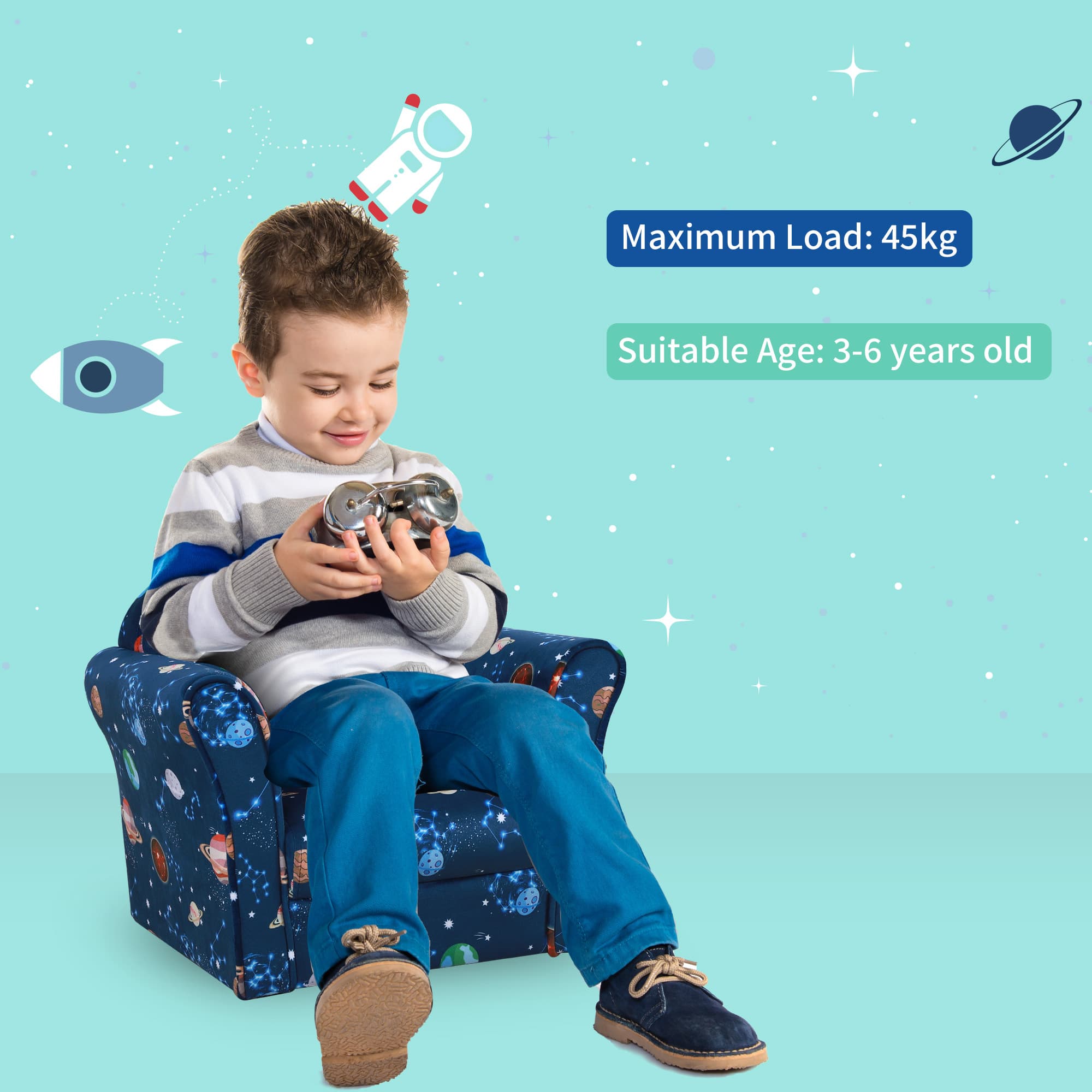 Transform Their Room with this Blue Space Themed Kids Armchair - image 5