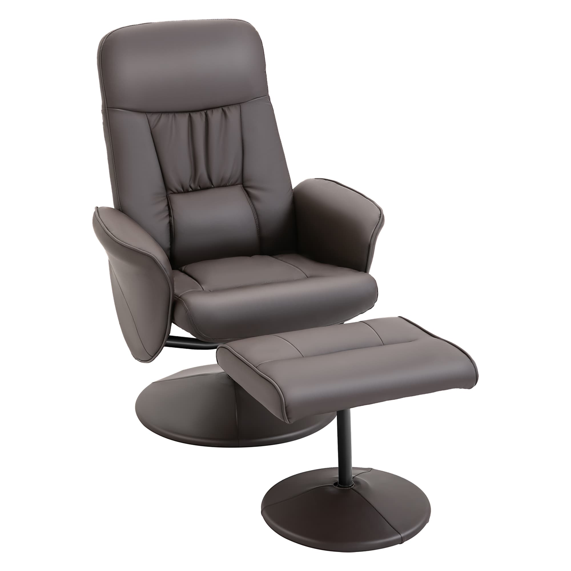 Brown Faux Leather Executive Recliner & Footstool Set