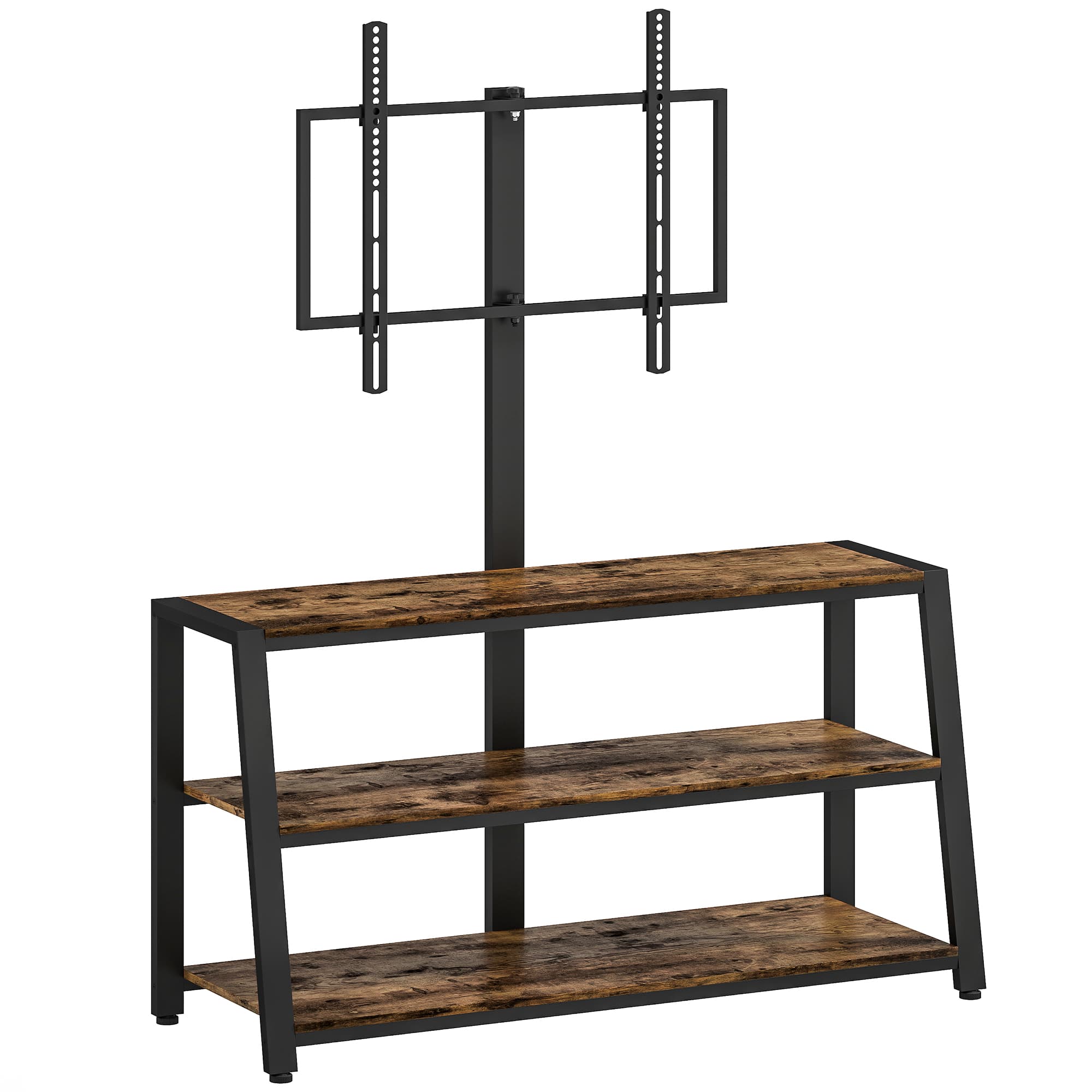 Effortless Viewing: Industrial Swivel TV Stand in Rustic Brown - Rustic Brown